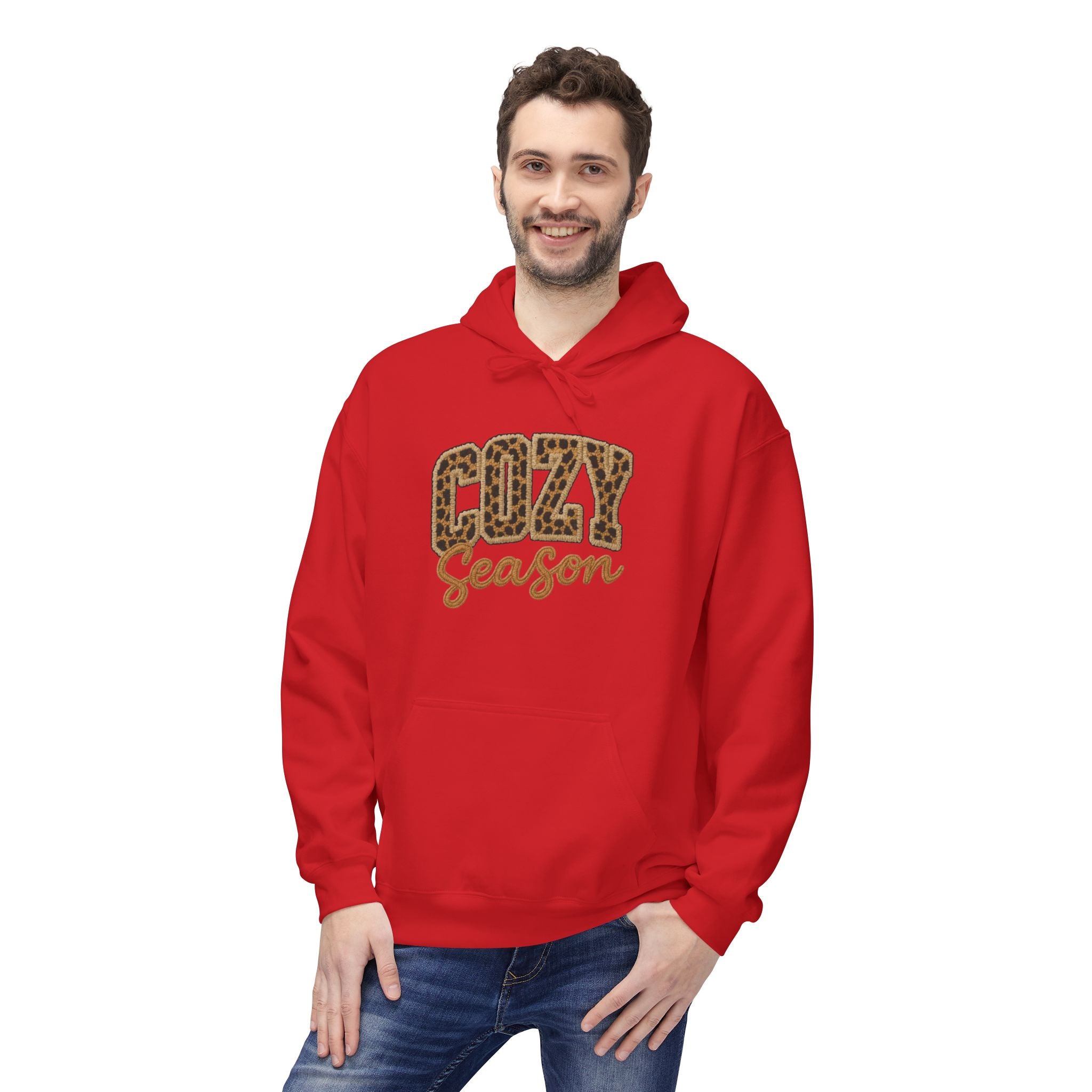 Cozy Season Leopard Hoodie — Fall Winter Graphic Pullover