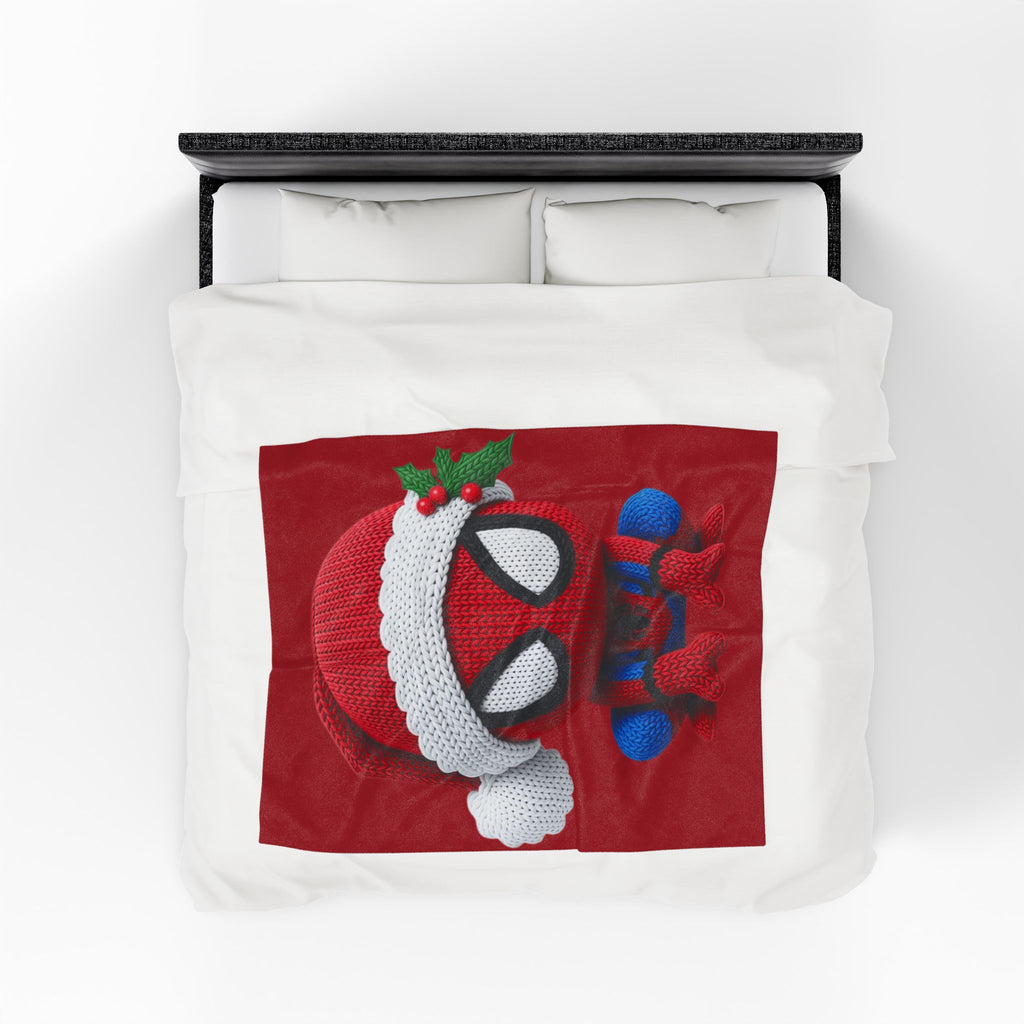 Magical Christmas Cartoon Blanket Christmas Spider Plush Blanket Cute Santa Hat Knit Spider-Man Throw