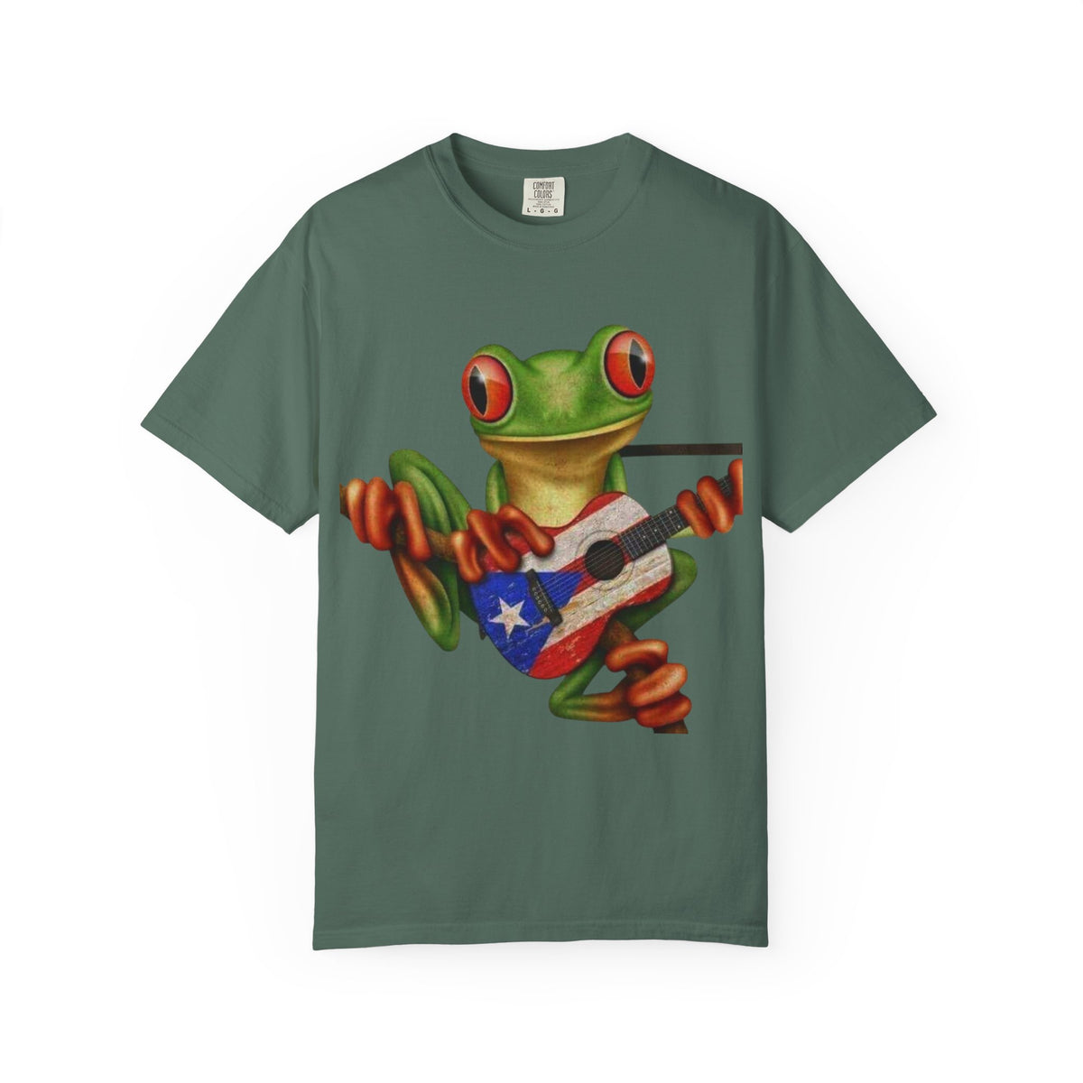 Where Boricua Meets Funky Guitar Frog T-Shirt, , Music Lover Gift, Cool Animal T-Shirt, Summer Style, Lightweight Apparel