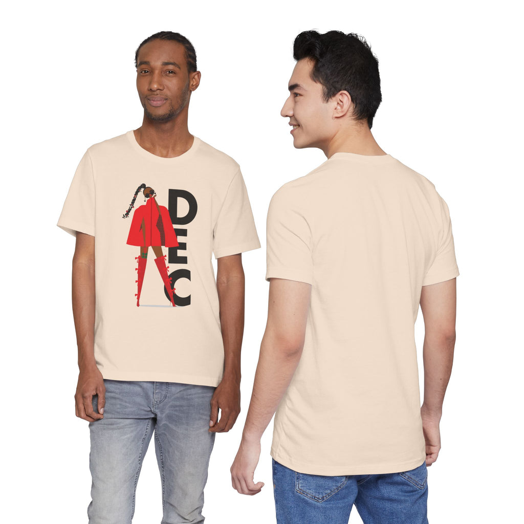 December Fashion Tee  Red Coat Model Graphic Shirt
