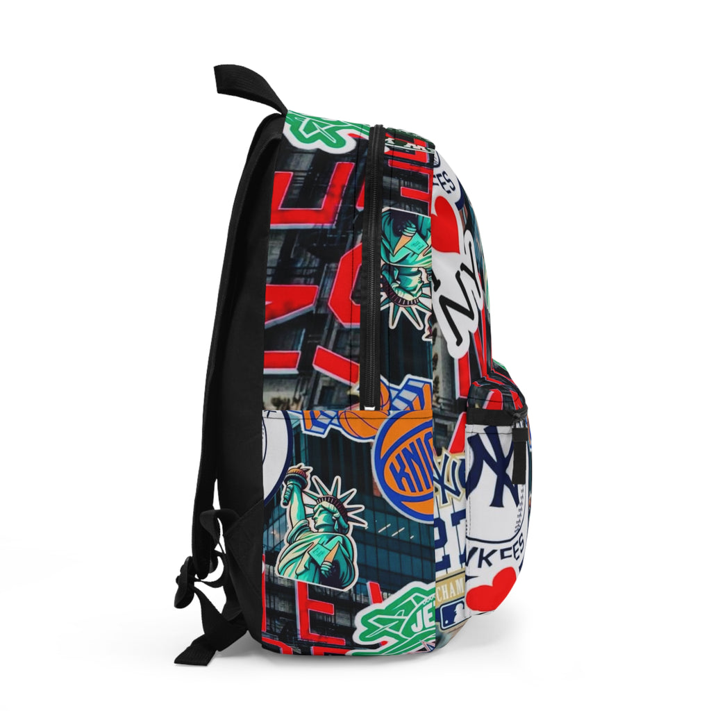 Stickers of NYC Backpack — Urban Collage Cityscape School Bag