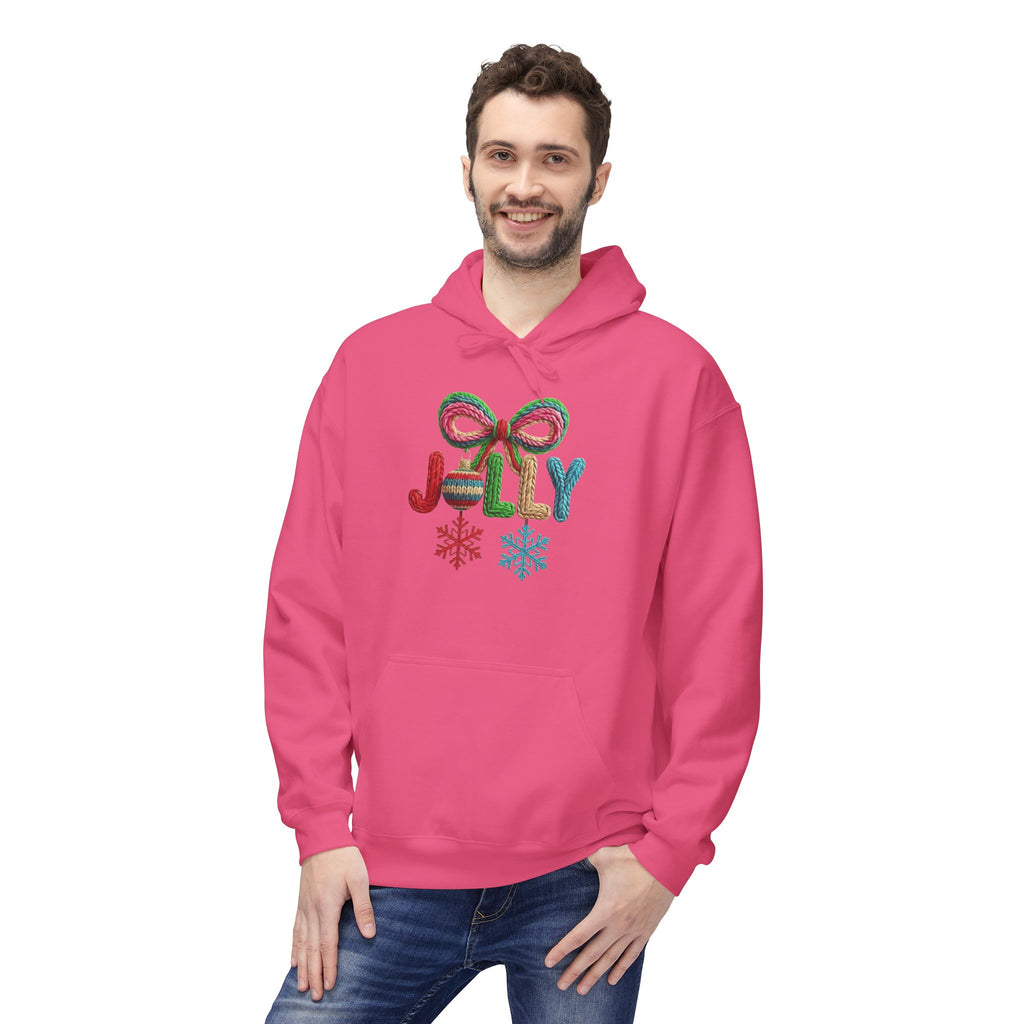 Jolly Candy Cane Holiday Hoodie — "JOLLY" Festive Sweatshirt