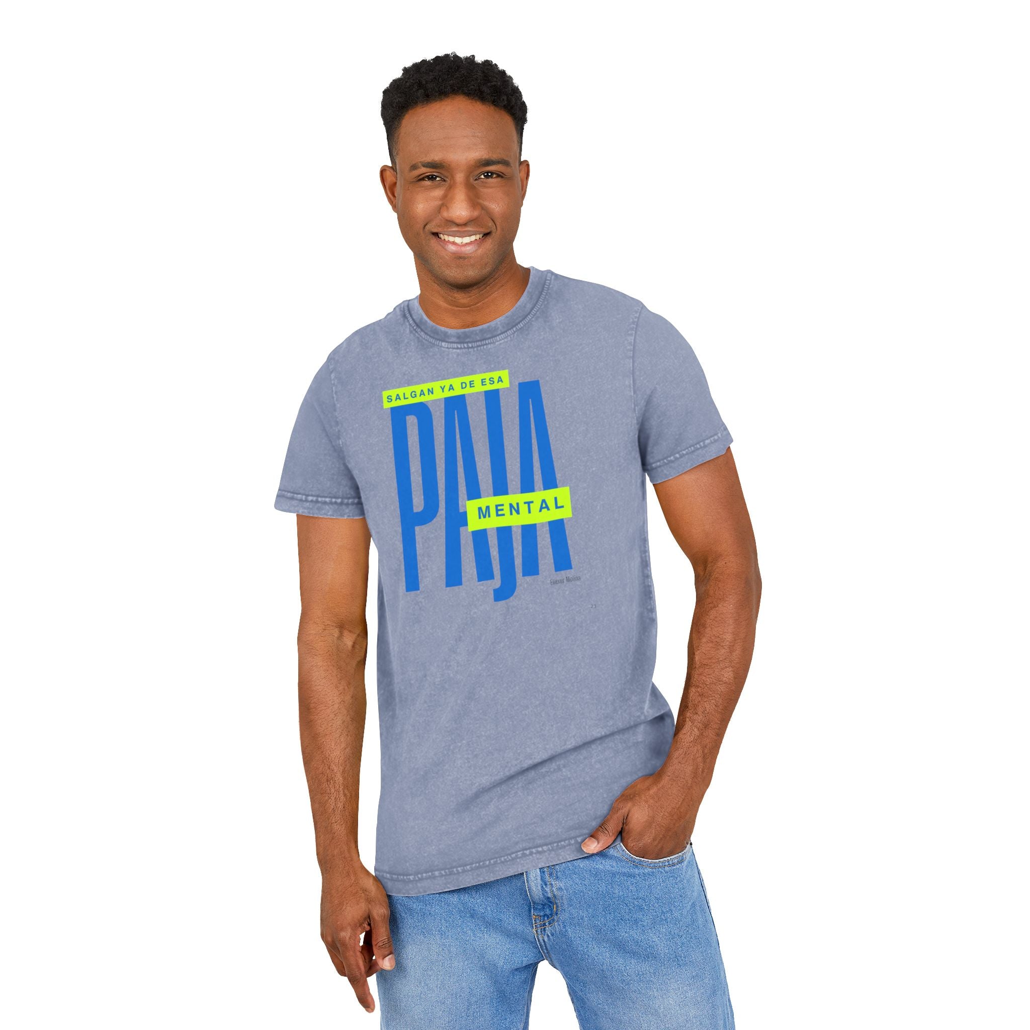 Orgullo puertorriqueño Acid Washed Tee  Bold "Paja Mental" Graphic Streetwear
