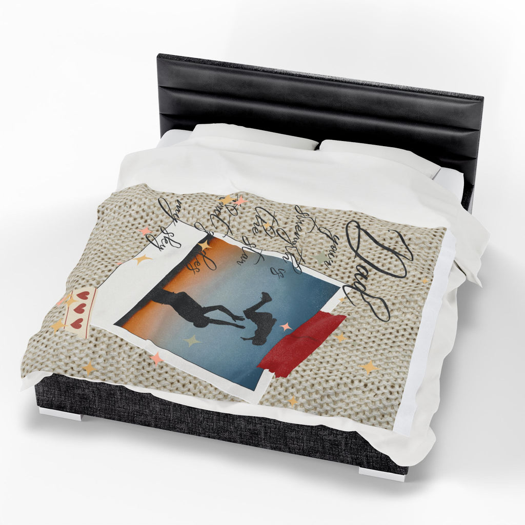 Dad Photo Collage Velveteen Plush Blanket  “Dad, your strength is the star that rules my sky” Great Christmas Gift