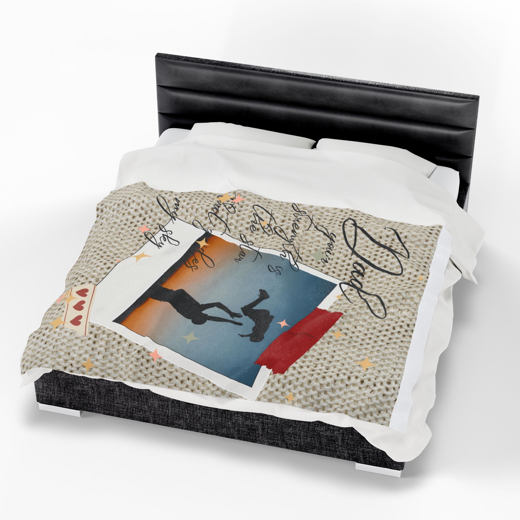 Dad Photo Collage Velveteen Plush Blanket  “Dad, your strength is the star that rules my sky” Great Christmas Gift