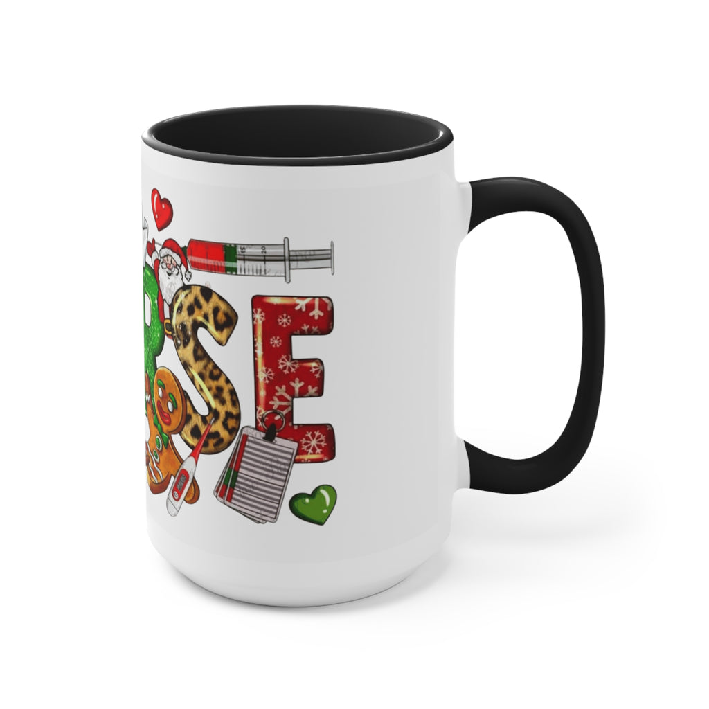Christmas Nurse Accent Mug — Festive Healthcare Holiday Coffee Cup with Gingerbread & Candy Cane Design Medical Christmas Mug