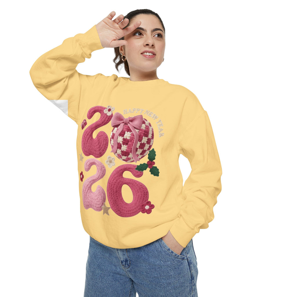 Happy New Year 2026 Sweater  Pink Festive Graphic Sweatshirt