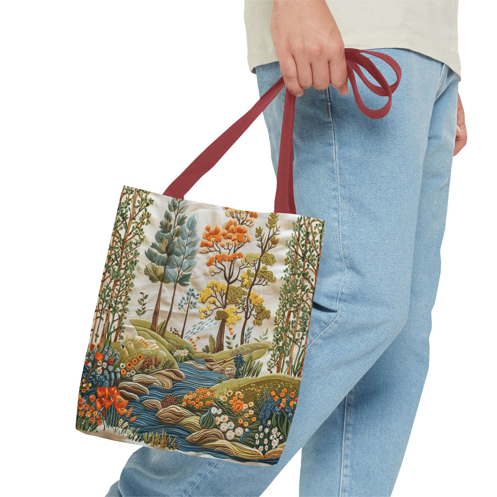 Scenic Meadow Tote Crochet-Decorated Tote Bags