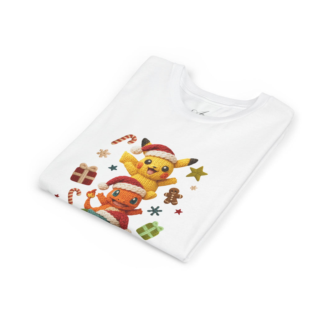 Kids Holiday Tee  Cute Stacked cartoon Characters Christmas Design