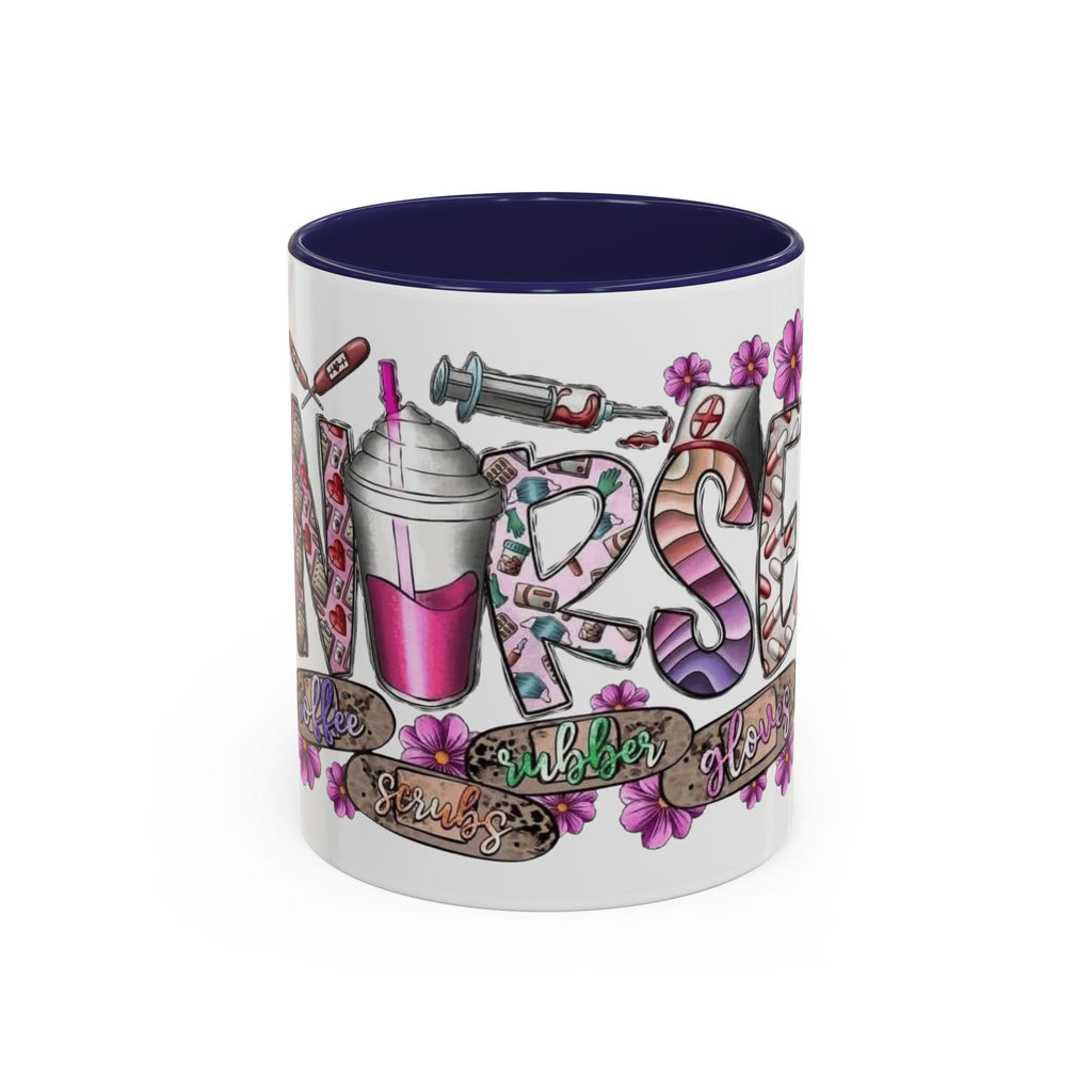 Nurse Love Coffee Mug  Cute Floral Medical Stethoscope & Syringe Design (11/15oz) Medical Christmas Mug