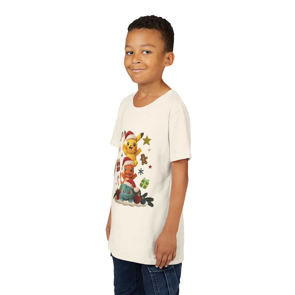 Kids Holiday Tee  Cute Stacked cartoon Characters Christmas Design