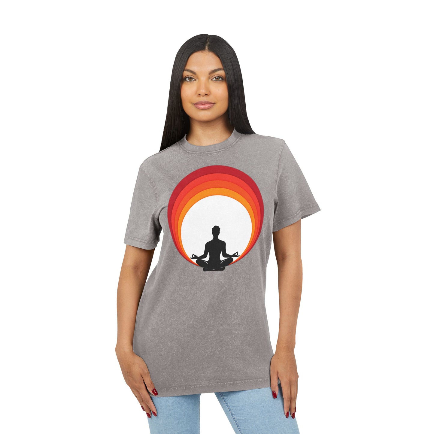 ✨ Let your outfit reflect your inner peace. Meditation Acid Washed Tee, Vintage Yoga Shirt, Relaxation Apparel, Gift for Mindfulness, Bohemian T-Shirt