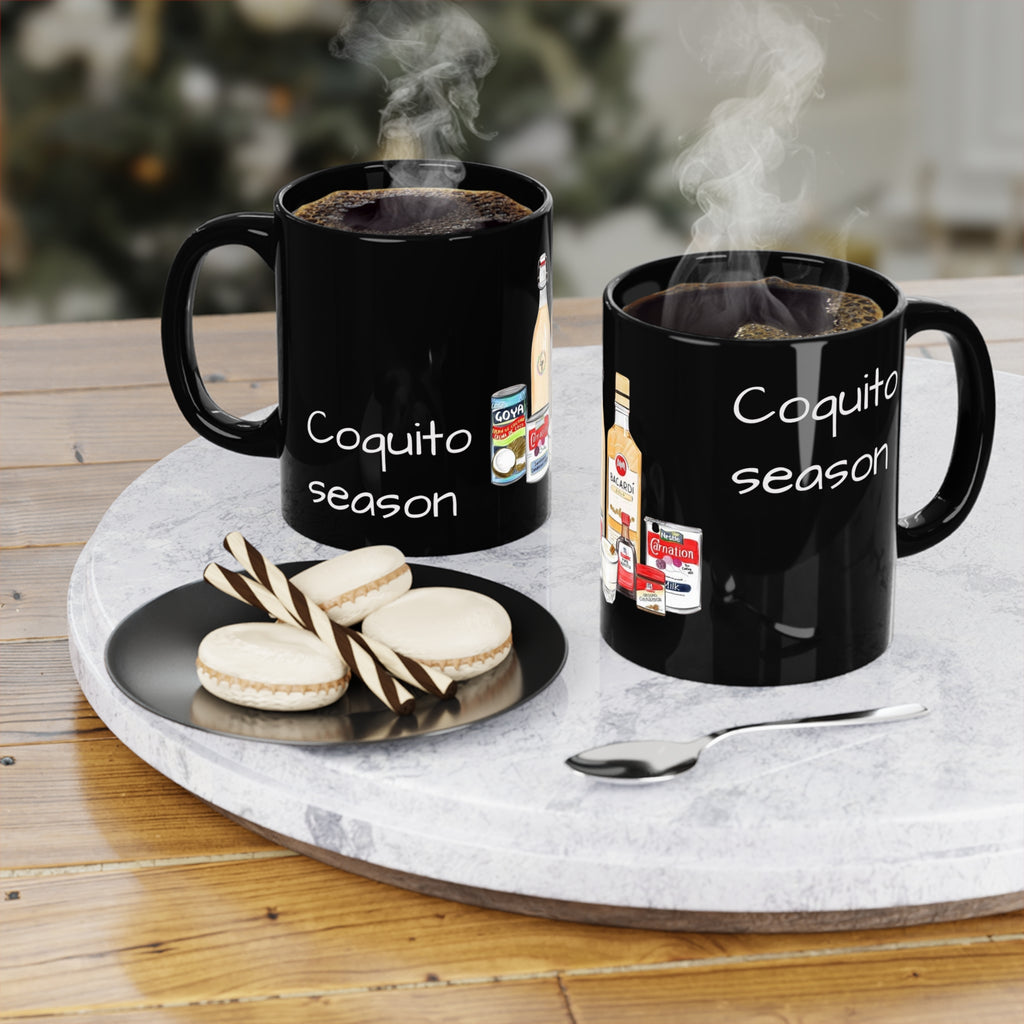 Herencia de Puerto Rico Mug Celebrate Boricua Culture, Pride & Flavor Coquito Season Coffee Mug - 11oz Black Ceramic Mug for Festive Celebrations