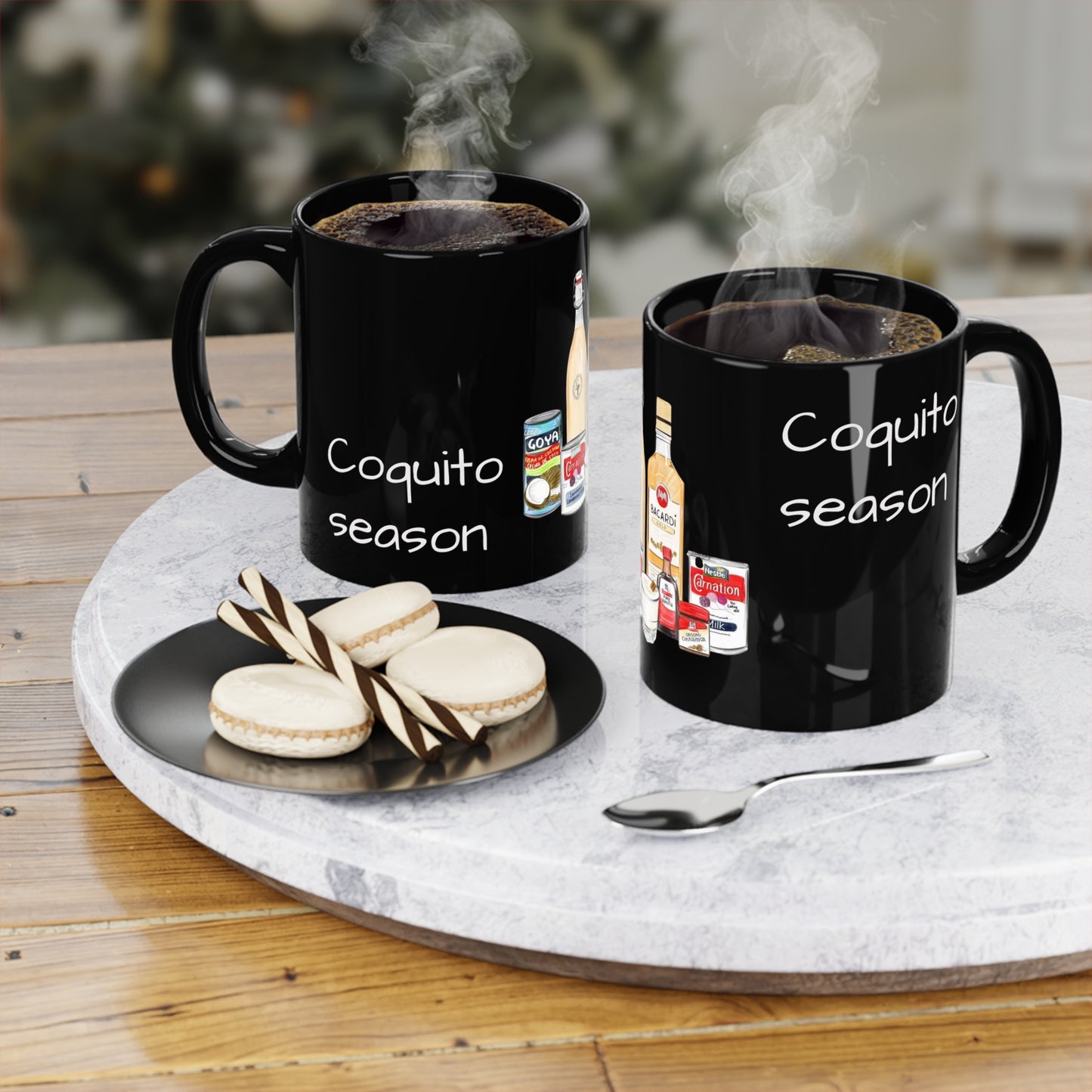 Herencia de Puerto Rico Mug Celebrate Boricua Culture, Pride & Flavor Coquito Season Coffee Mug - 11oz Black Ceramic Mug for Festive Celebrations