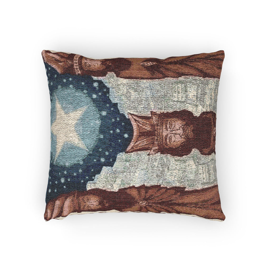 Puerto Rico Culture Pillow  Vintage Flag & Statue Tapestry Throw Pillow