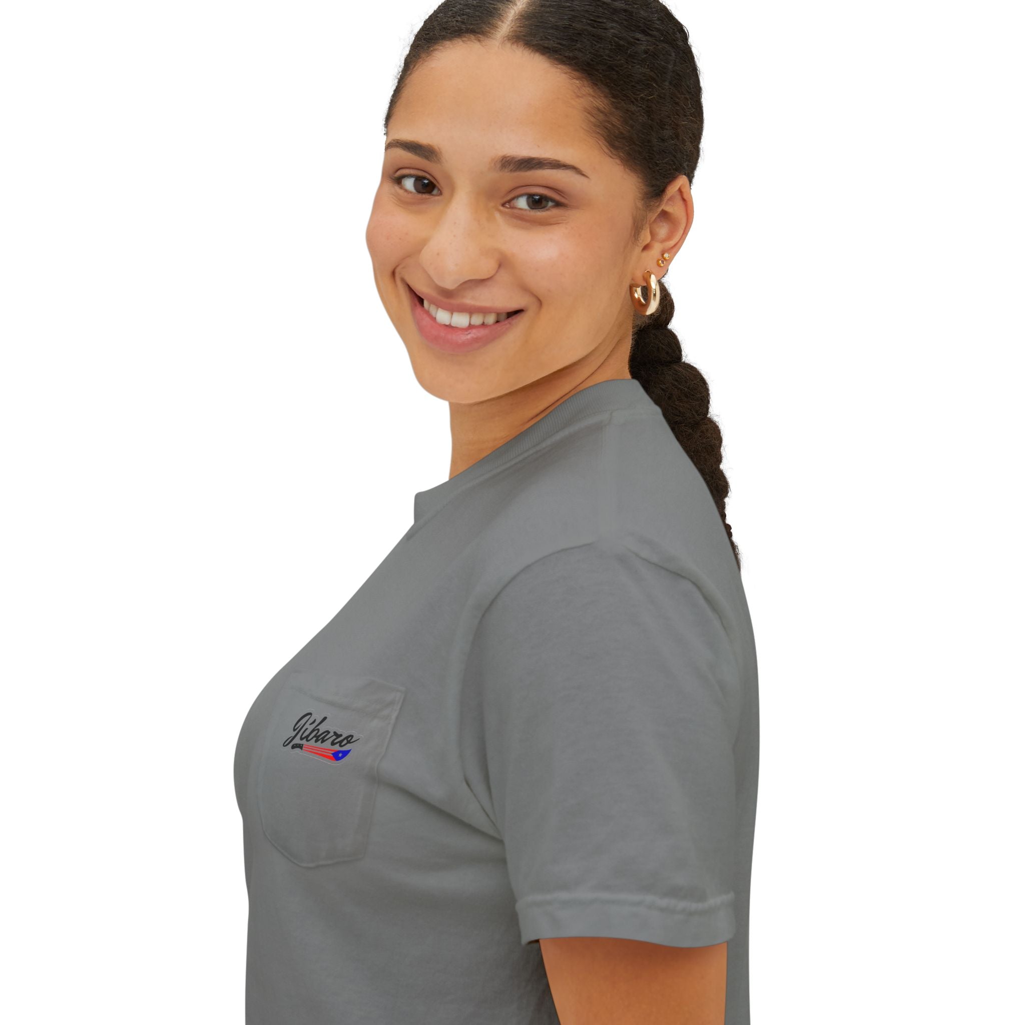 Jibaro Pocket TShirt Unisex Garment-Dyed Tee for Cultural Pride Puerto Rico Embroidered TShirt & Unisex Crewneck Sweatshirt