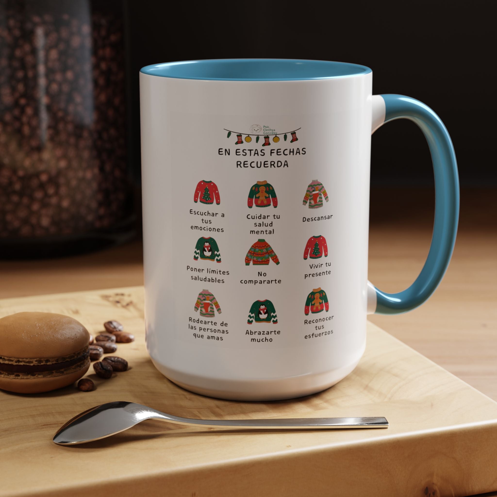 Coffee Mug — 'En Estas Fechas Recuerda' Holiday Sweater Reminder Accent Mug (11/15oz)