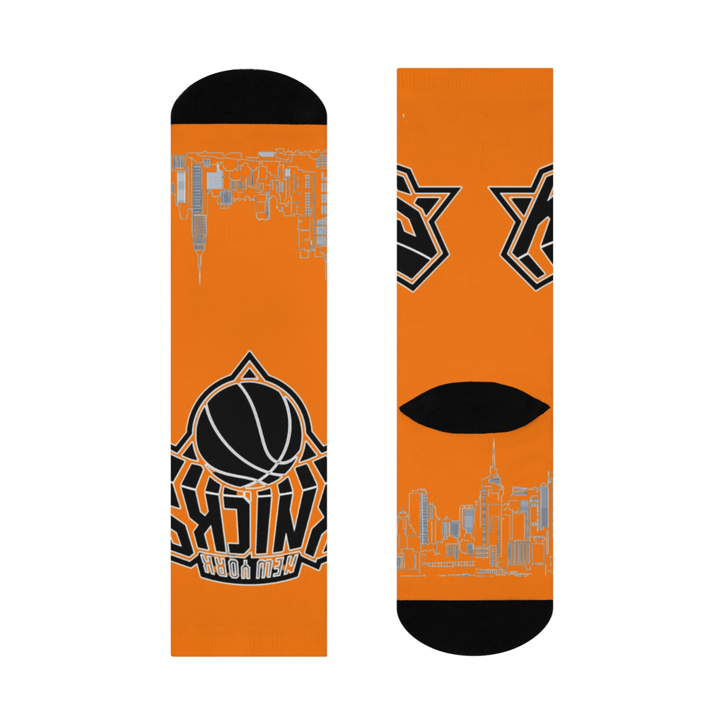 Basketball-Inspired Pattern Crew Socks — Retro Sports Sublimation Socks NY-K