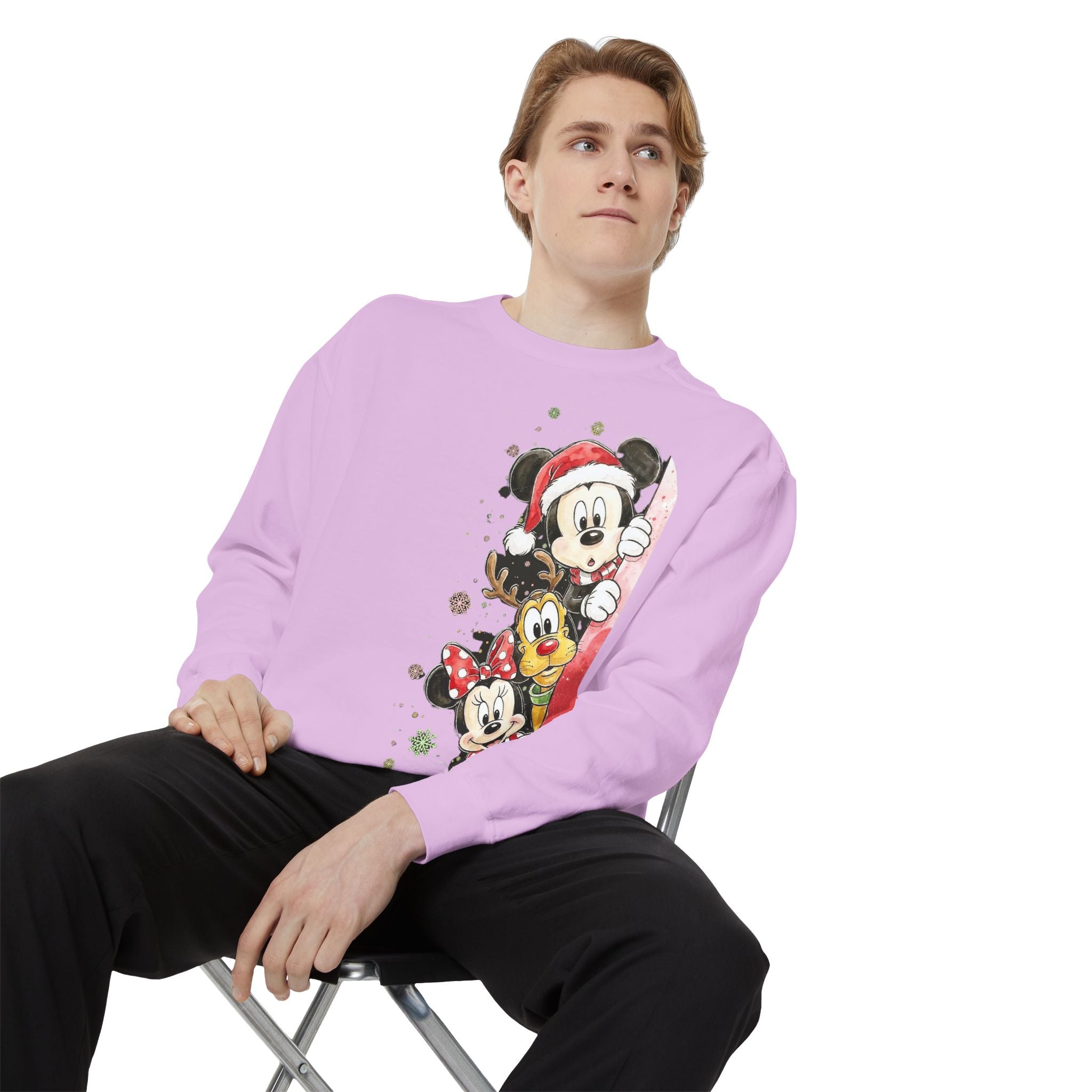 Christmas Disney Characters Sweatshirt  Mickey, Minnie & Pluto Holiday Crew Cartoon Christmas T-shirts and Sweaters