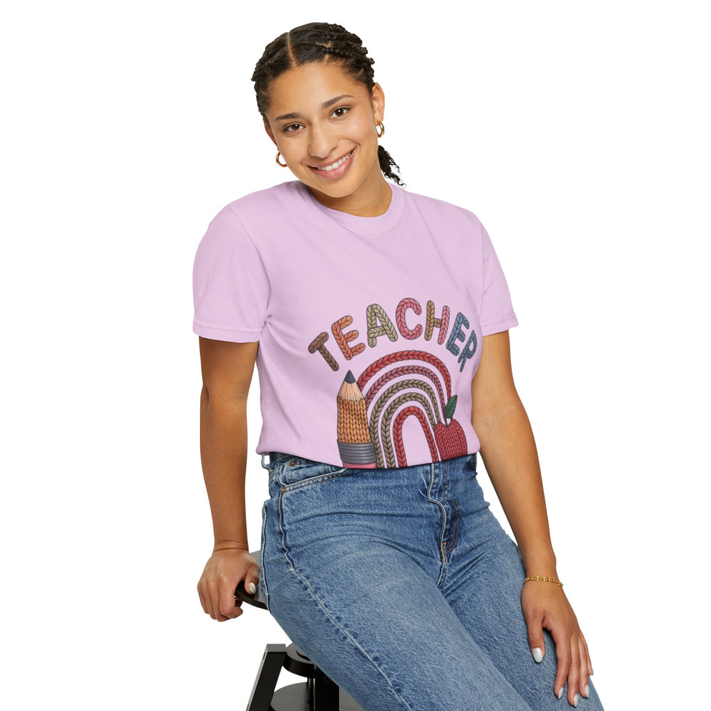 Teacher Rainbow Pencil & Apple T-Shirt — Back-to-School Gift for Educators