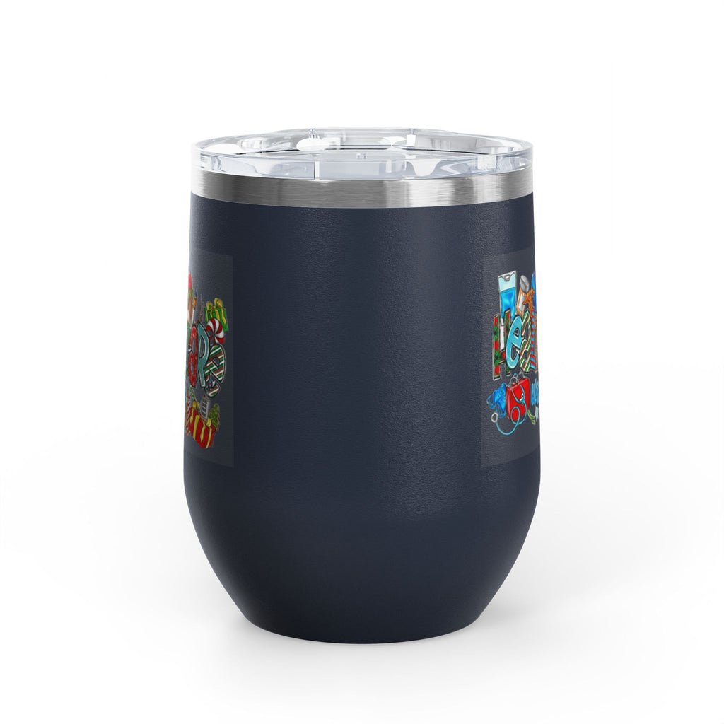 Healthcare Worker 12oz Wine Tumbler — Colorful Holiday Medical Staff Gift Medical Christmas Mug