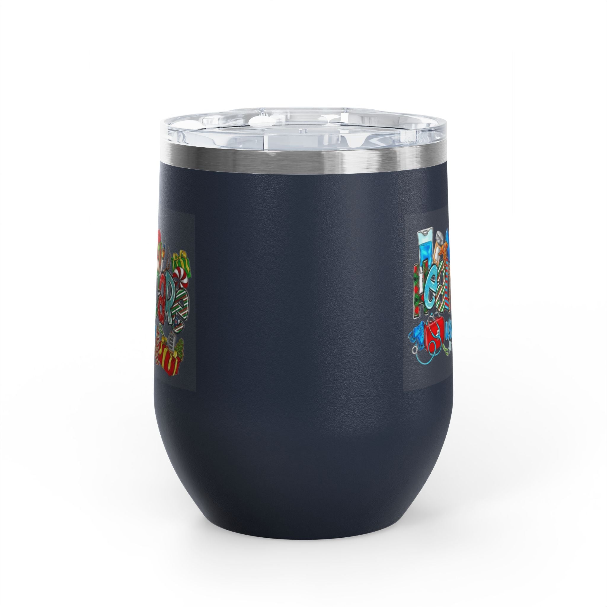 Healthcare Worker 12oz Wine Tumbler — Colorful Holiday Medical Staff Gift Medical Christmas Mug
