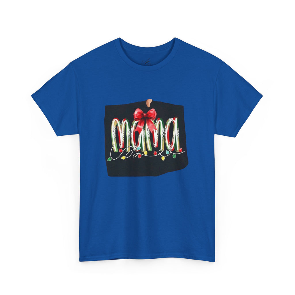 Festive Mama Tee, Cozy Holiday Shirt, Gift for Mom, Christmas T-Shirt, Unisex Cotton Tee