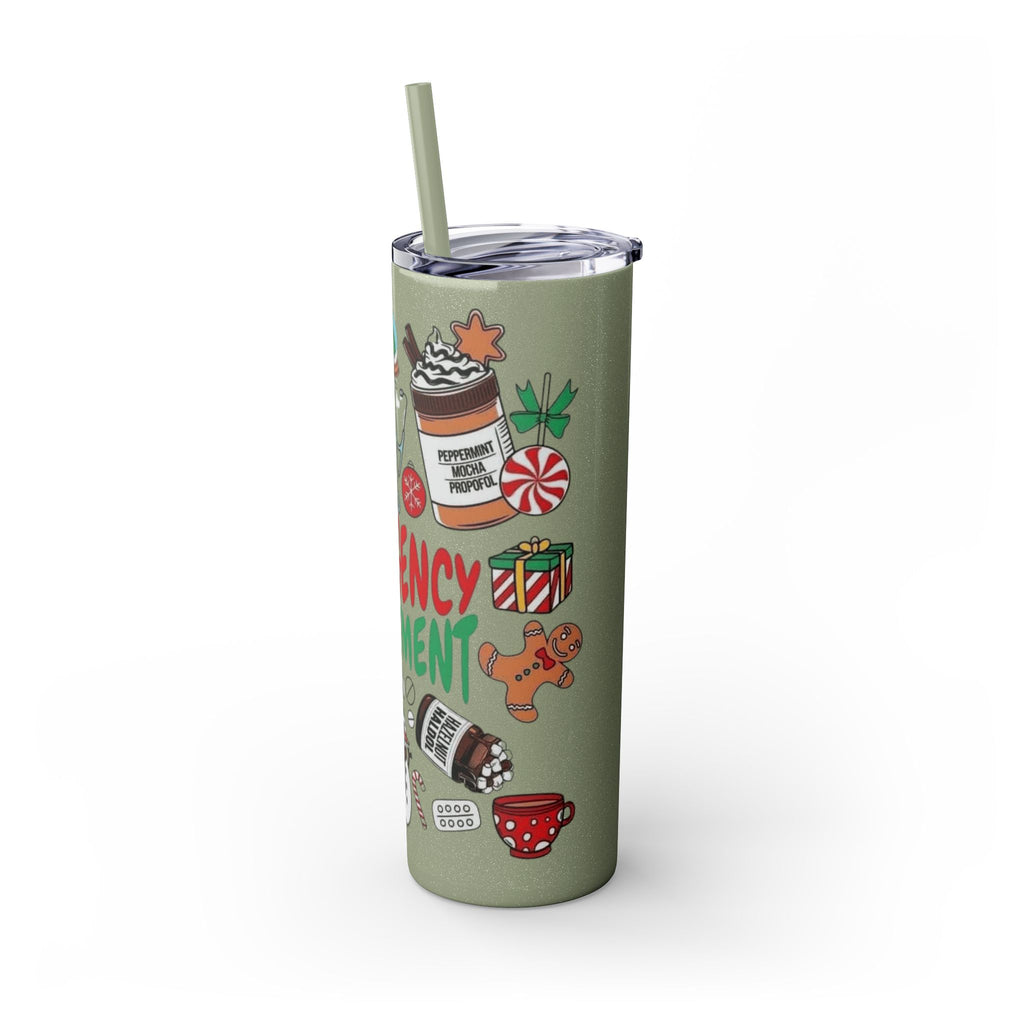 Emergency Department Nurse Christmas Skinny Tumbler - 20oz Holiday Medical Travel Cup with Straw Medical Christmas Mug