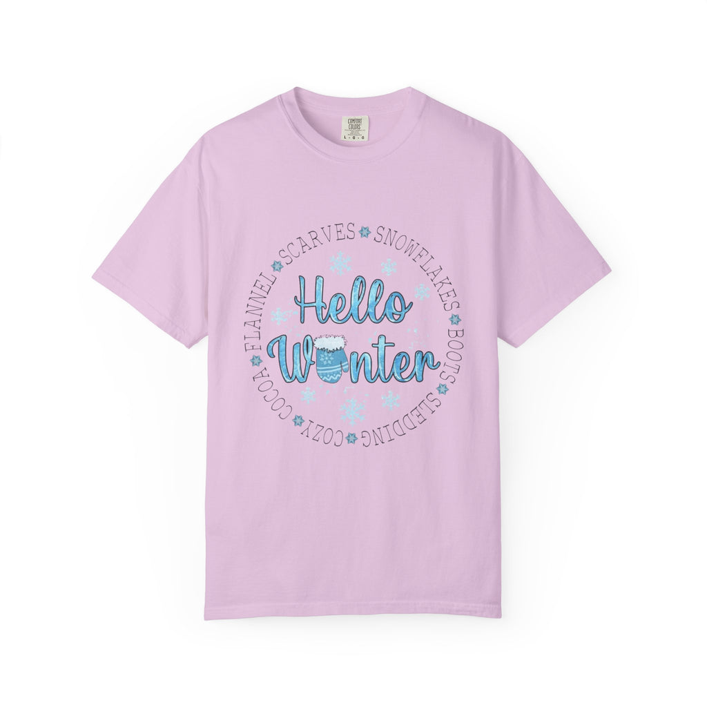 Hello Winter T‑Shirt  Cozy Snowflake Holiday Tee Christmas T-Shirts and Sweatshirts Collection