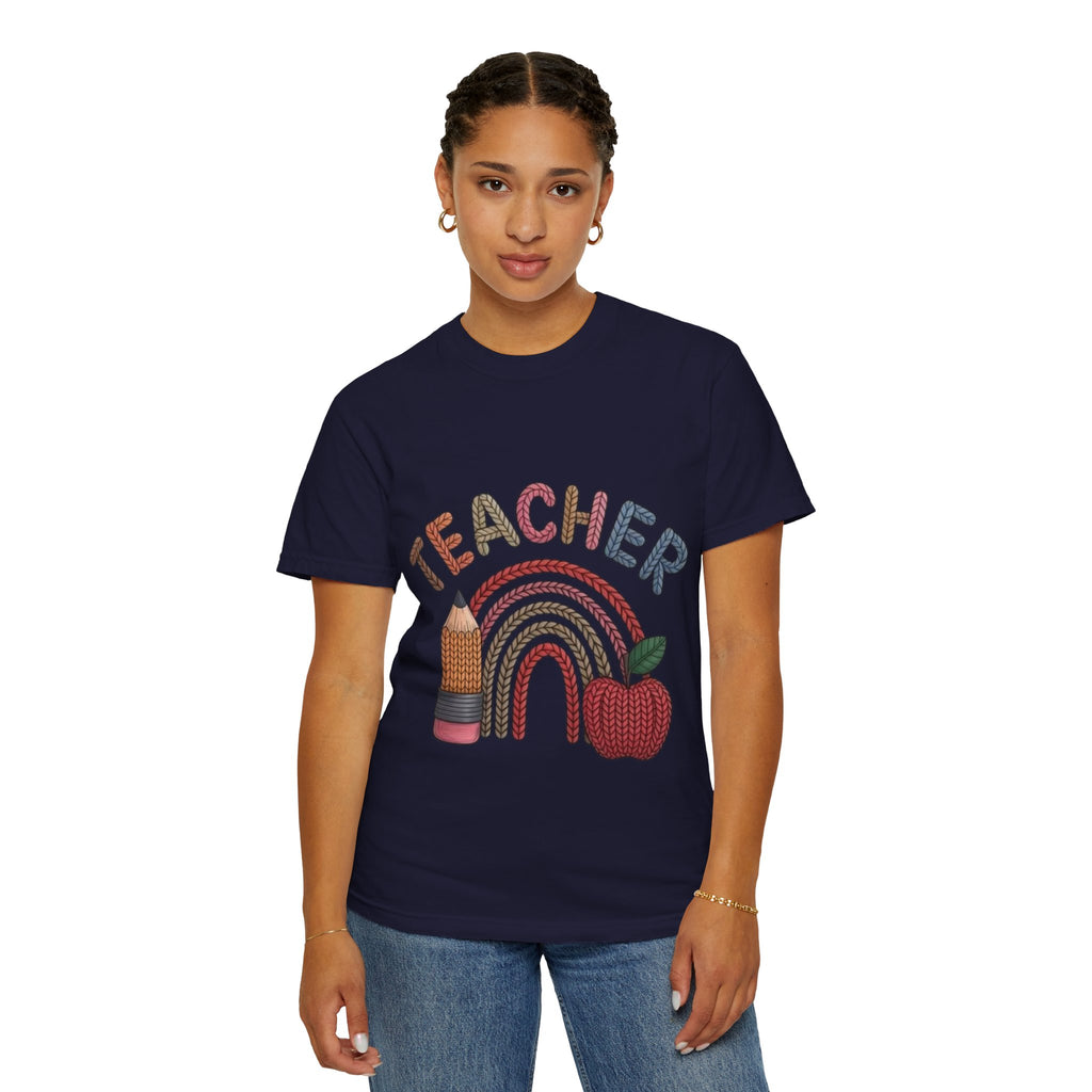 Teacher Rainbow Pencil & Apple T-Shirt — Back-to-School Gift for Educators
