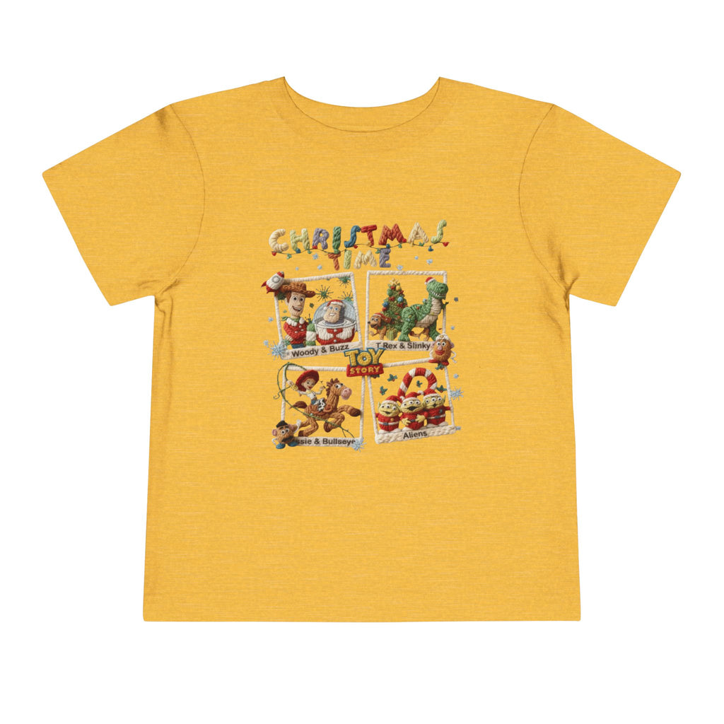 Christmas Time Toddler Tee  Cute Holiday Toy & Santa Print