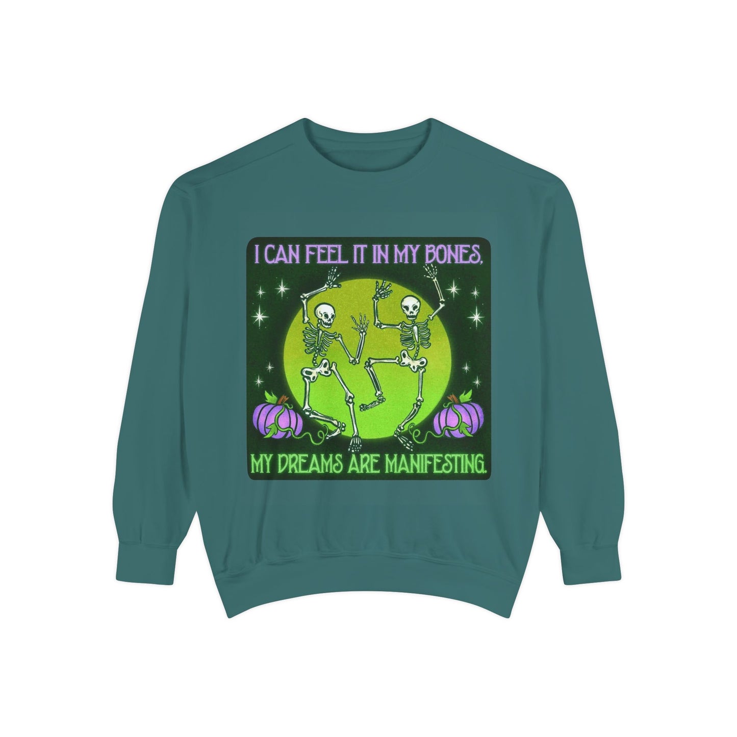 Spooky Manifesting Sweatshirt, Unisex Skeleton Pullover, Halloween Apparel, Cozy Fall Fashion, Casual Trendy Top, Unique Gift