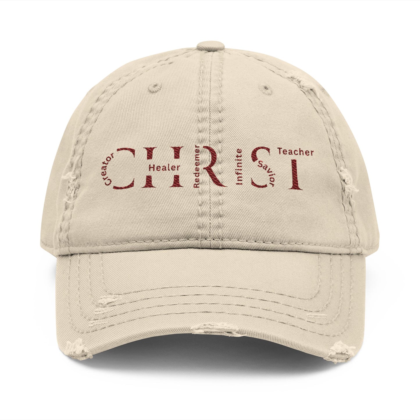 Distressed Embroidered 'CHRIST' Dad Hat — Vintage Christian Baseball Cap
