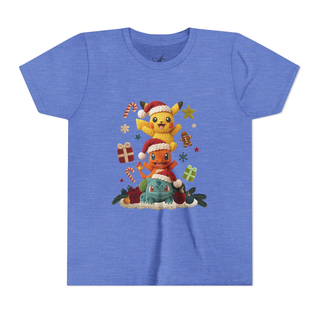Kids Holiday Tee  Cute Stacked cartoon Characters Christmas Design