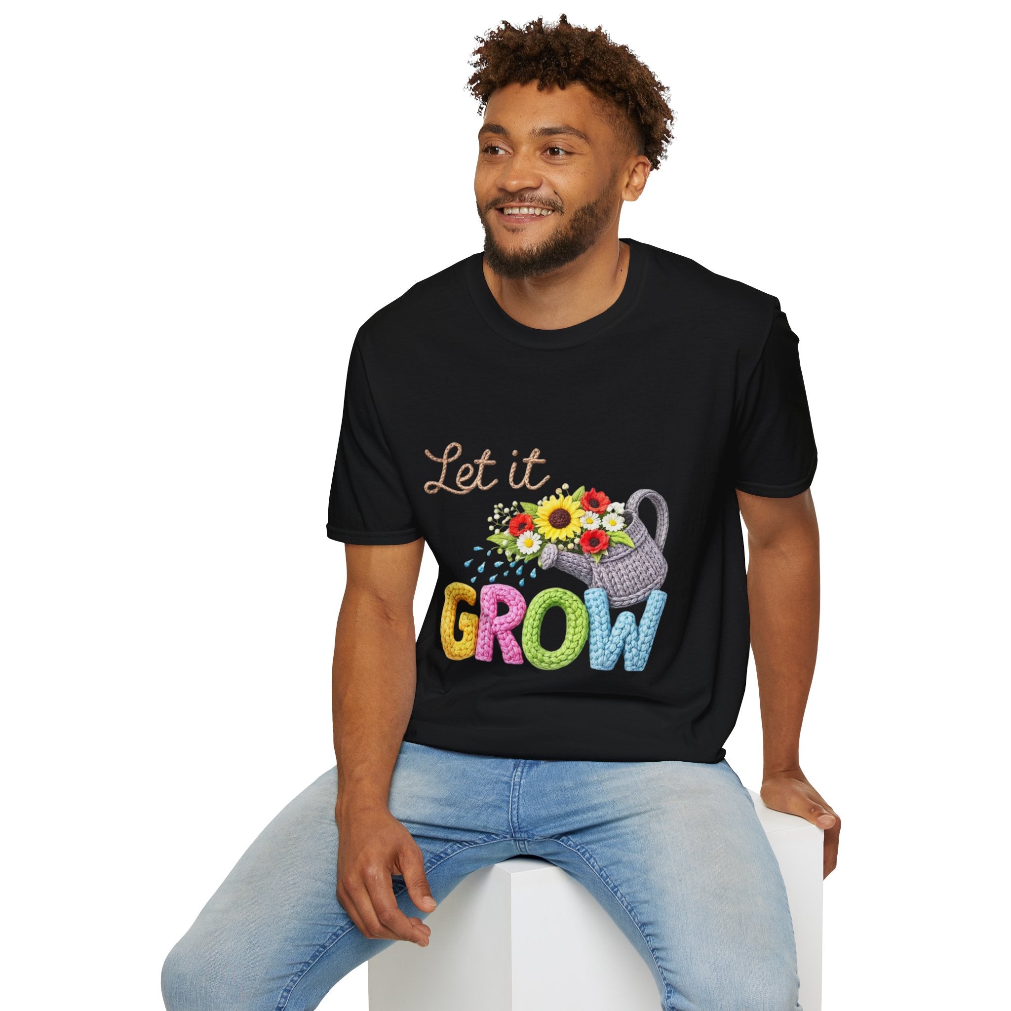 Let It Grow T-Shirt — Floral Watering Can Garden Tee