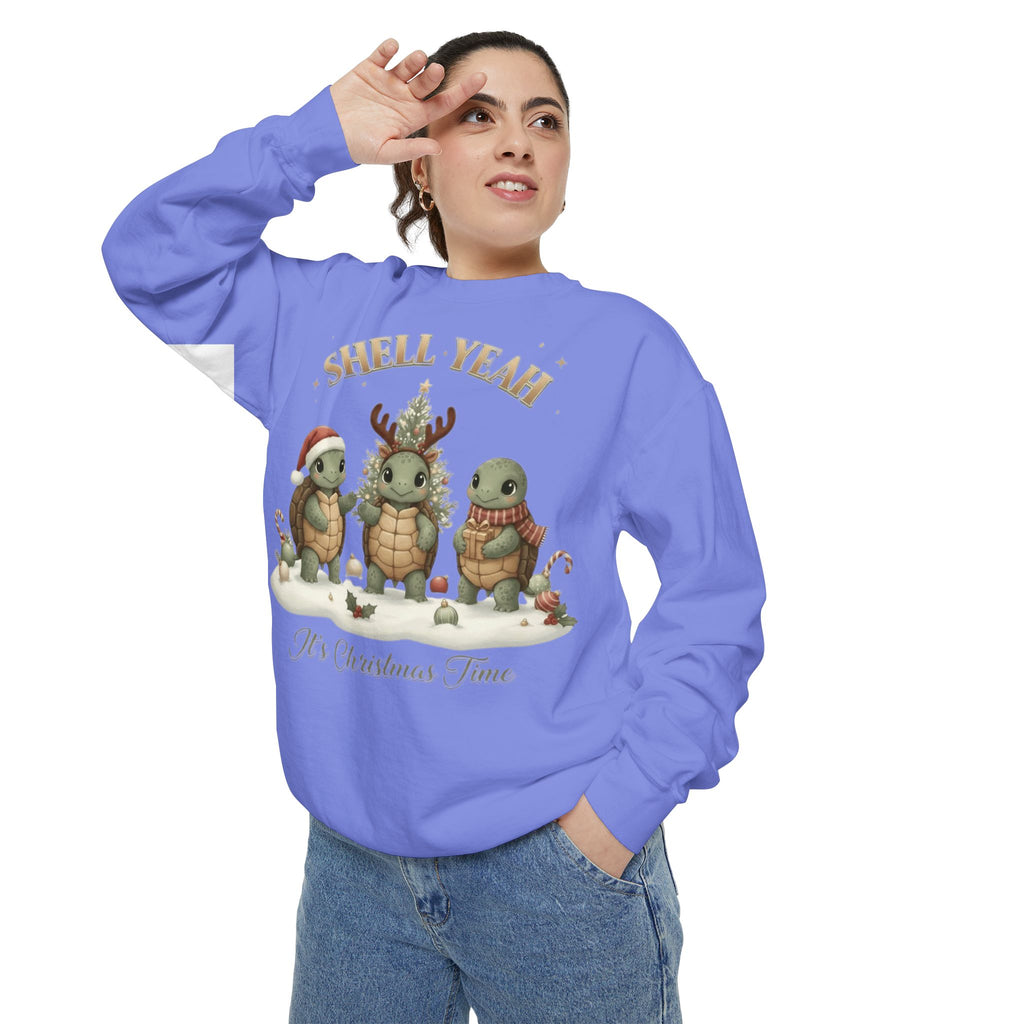 Christmas Turtle Sweatshirt  "Shell Yeah, It’s Christmas Time" Holiday Pullover