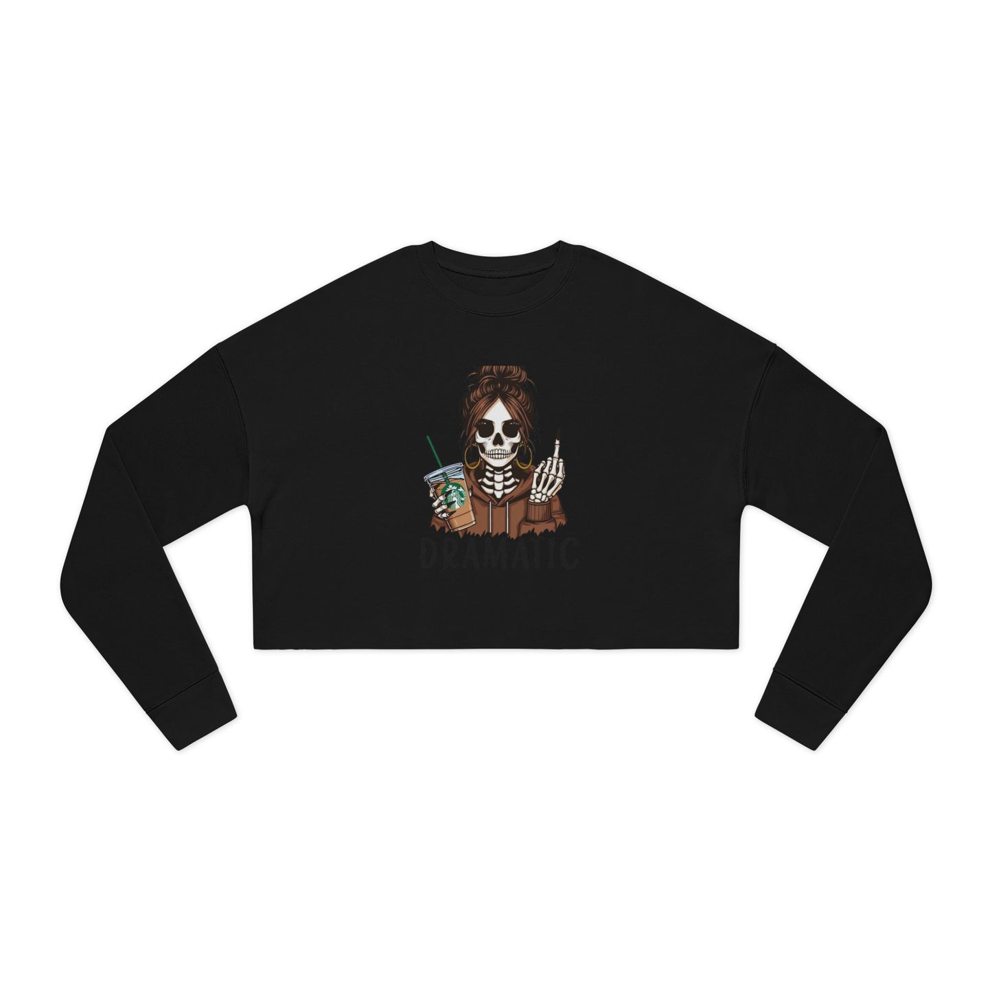 Dramatic Skeleton Cropped Sweatshirt - Trendy Apparel for Artists, Halloween Fashion, Casual Wear, Gifts for Creatives, Fall Style