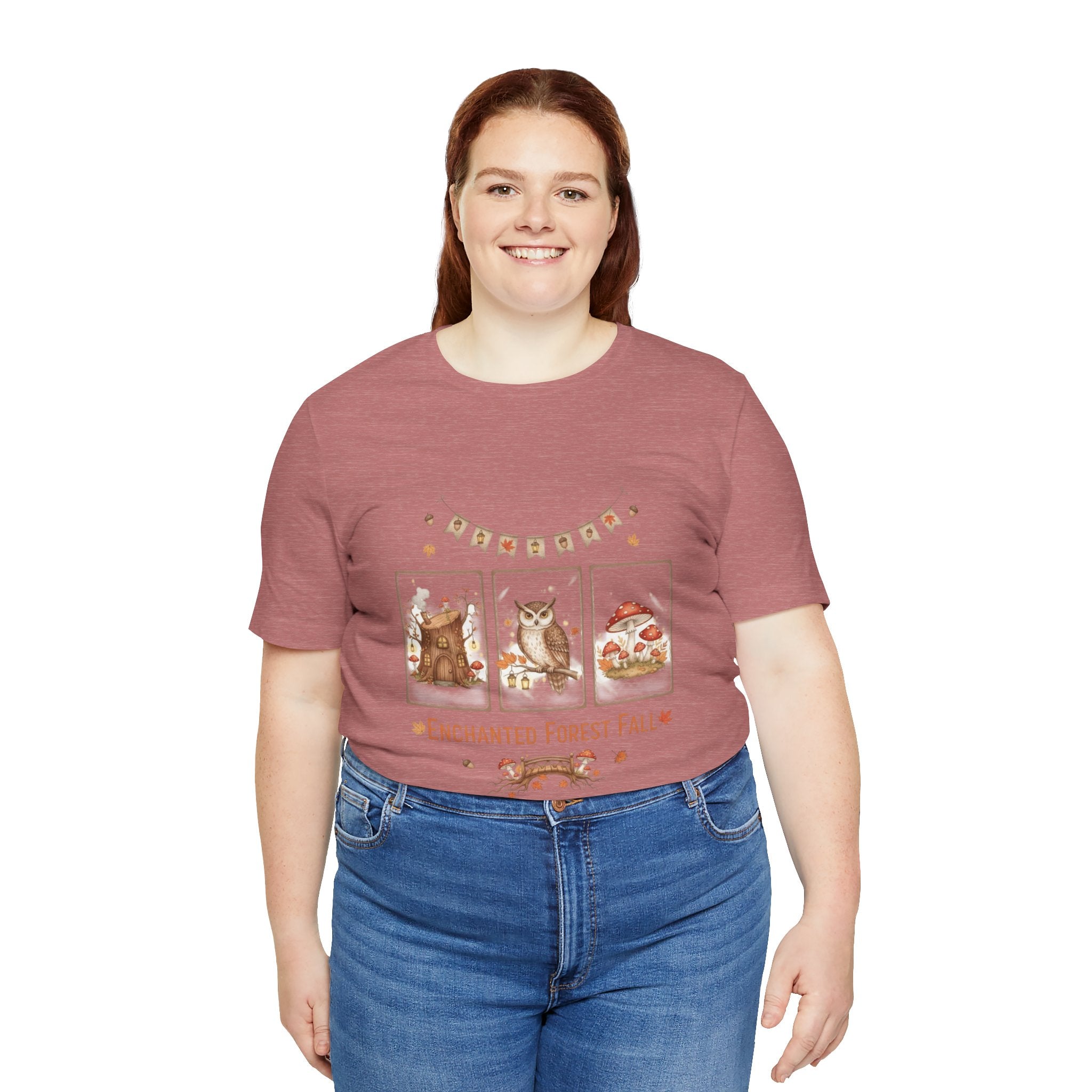 Enchanted Forest Fall Tee, Cute Owl Shirt, Autumn Graphic Tee, Nature Lover Gift, Cozy Fall Apparel, Wildlife T-Shirt, Unisex Fall Top