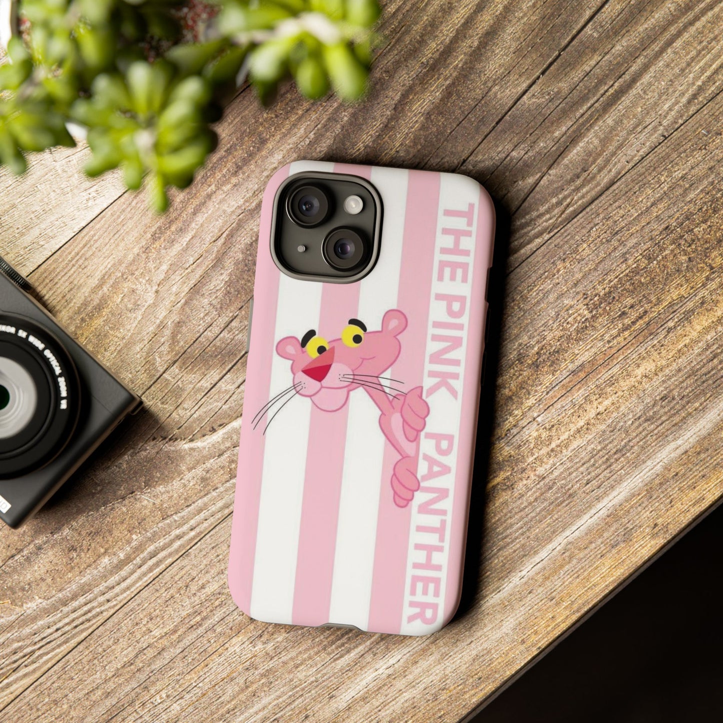 Pink Panther Tough Case Retro Striped Phone Case with "The Pink Panther" Design