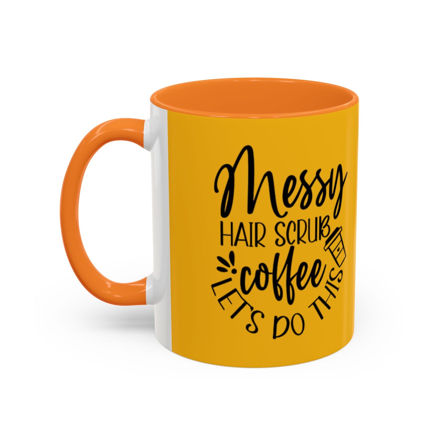 Holiday Coffee Cups with Festive Quotes & Designs Messy Hair Coffee Mug - Fun Yellow Ceramic Cup for Coffee Lovers