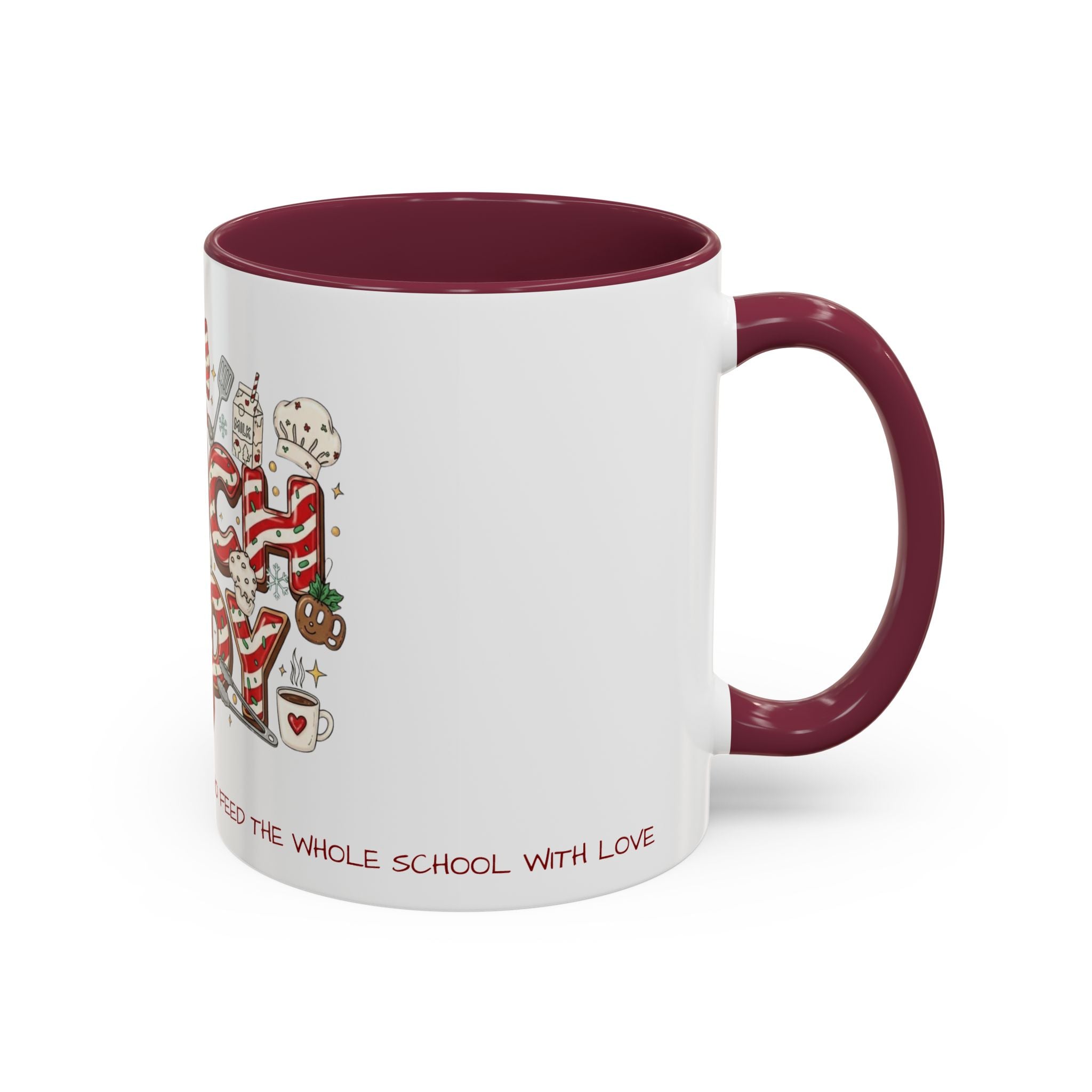 Lunch Lady Mug "Cafeteria Hero Who Feeds the Whole School With Love" | 11oz/15oz Gift  School Staff Christmas Mug Collection