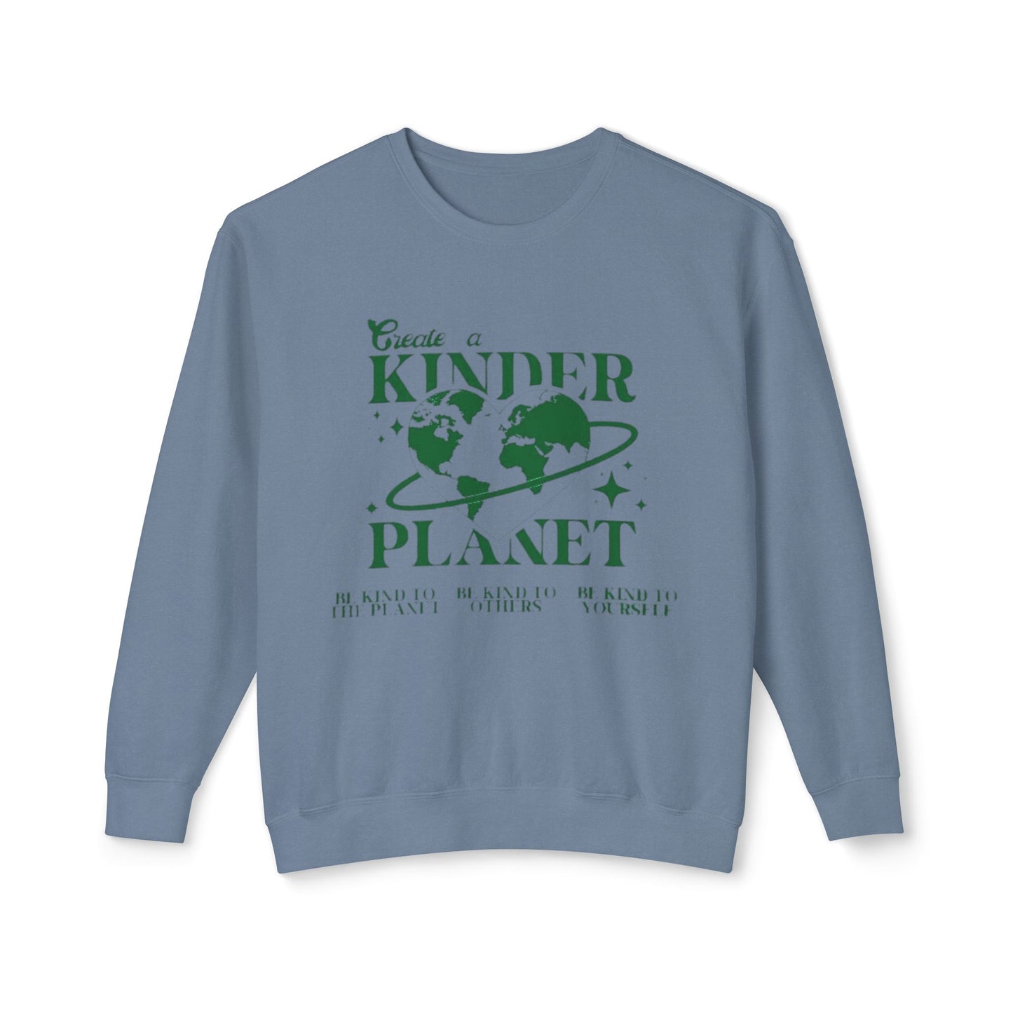 Kinder Planet Crewneck Sweatshirt Eco-Friendly Earth Day Graphic Pullover