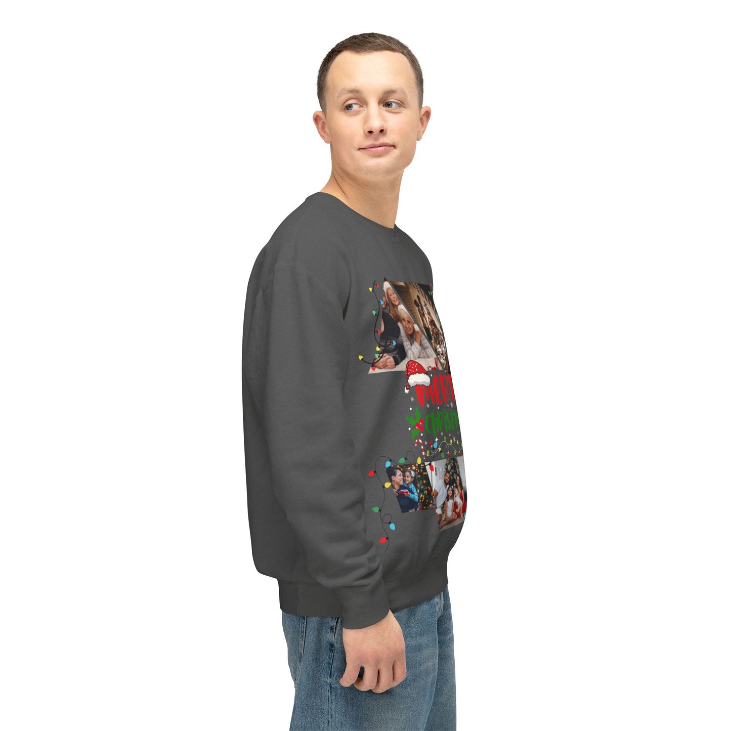 Christmas Photo Collage Sweatshirt — "Merry Christmas" Holiday Crewneck