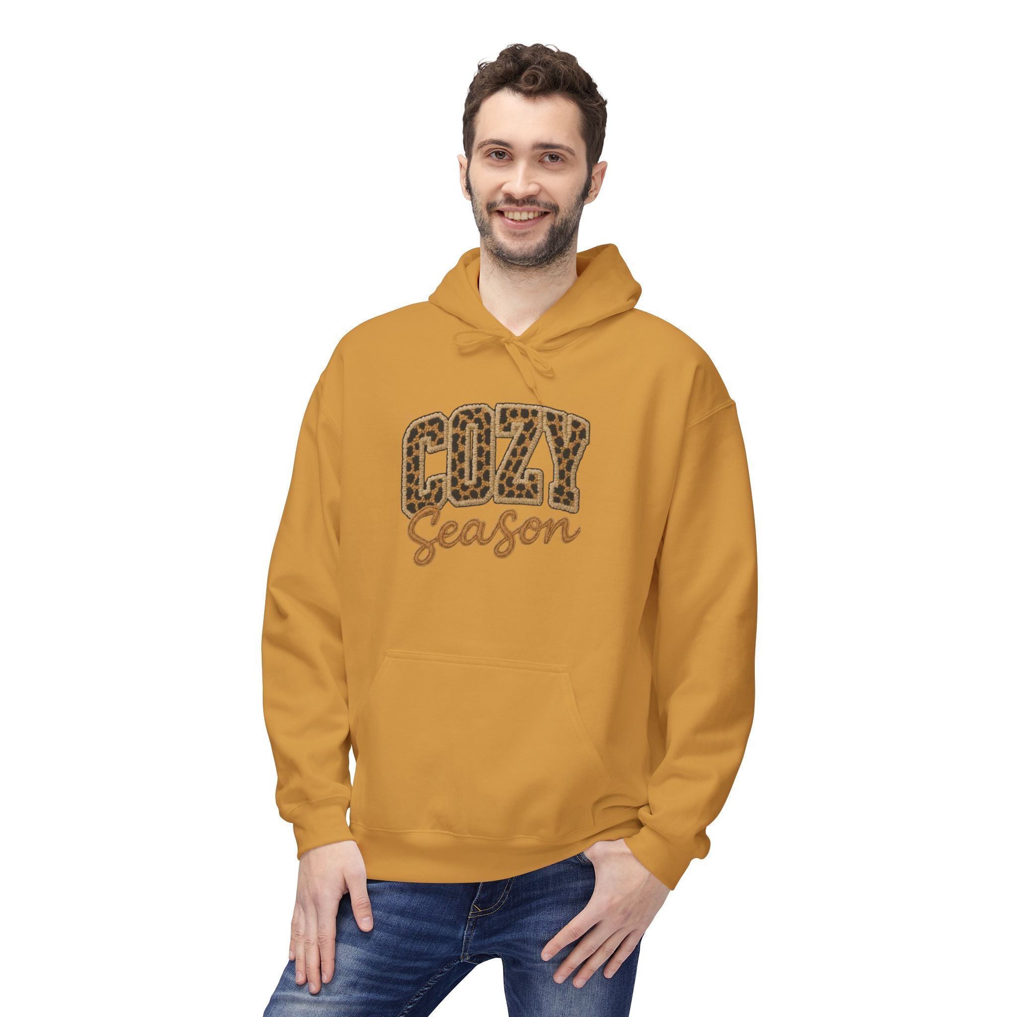 Cozy Season Leopard Hoodie — Fall Winter Graphic Pullover
