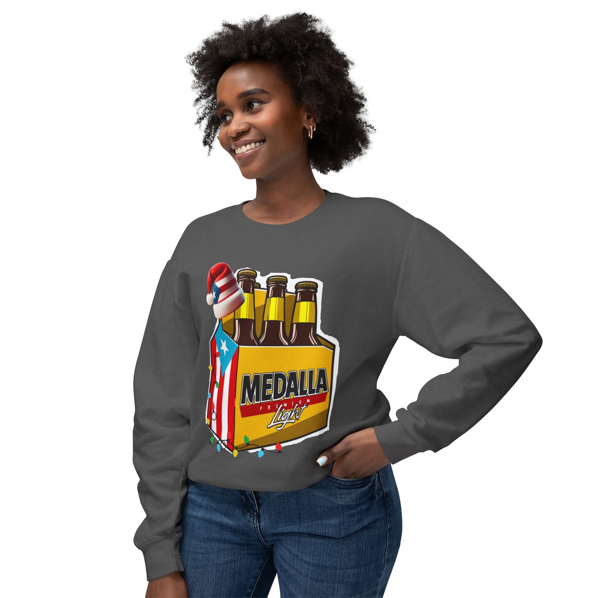 Medalla Light Puerto Rican Holiday Sweatshirt  Navidad Boricua Crewneck Puerto Rico Navidade
