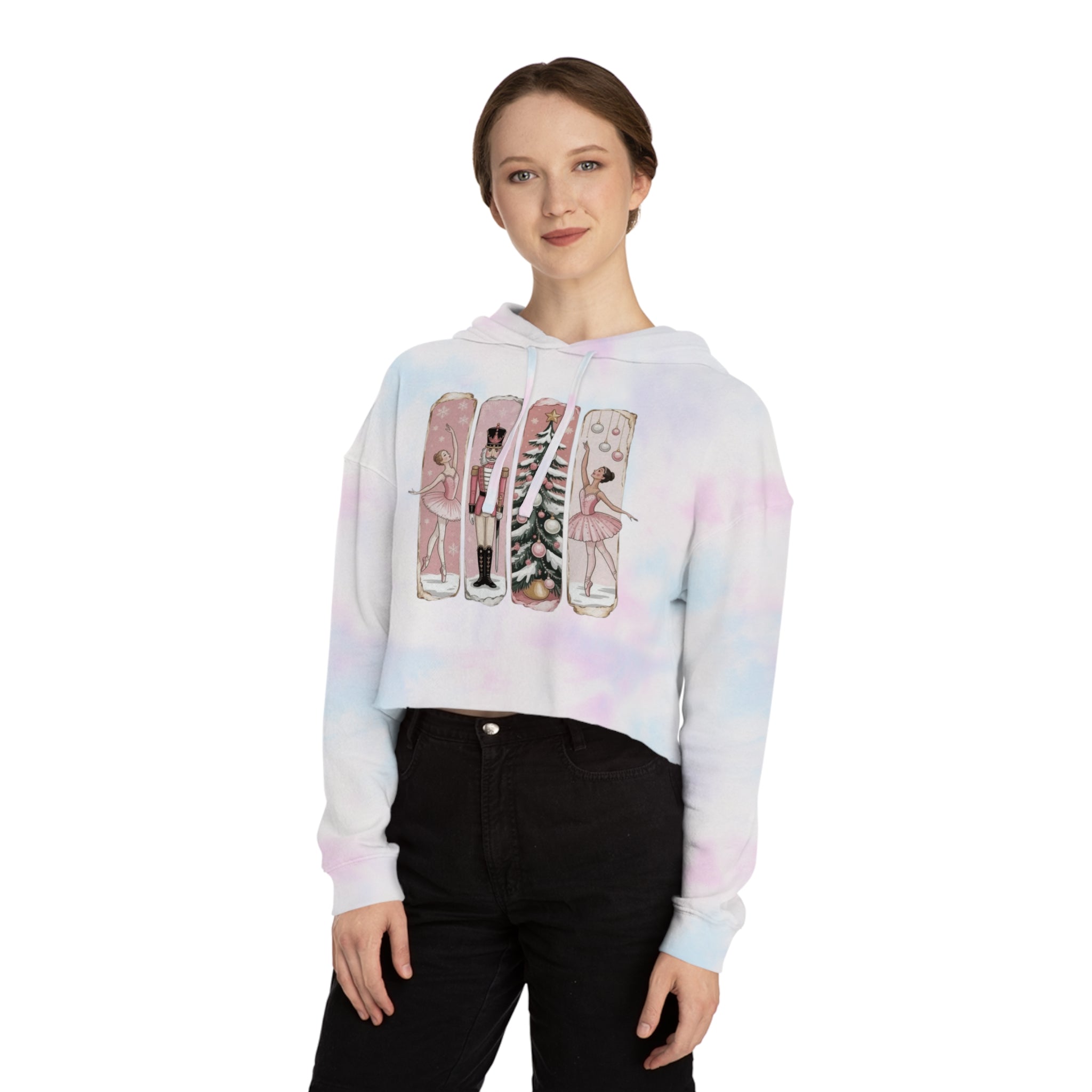 Nutcracker Ballerina Cropped Hoodie  Holiday Dance Sweater Cartoon Christmas T-shirts and Sweaters