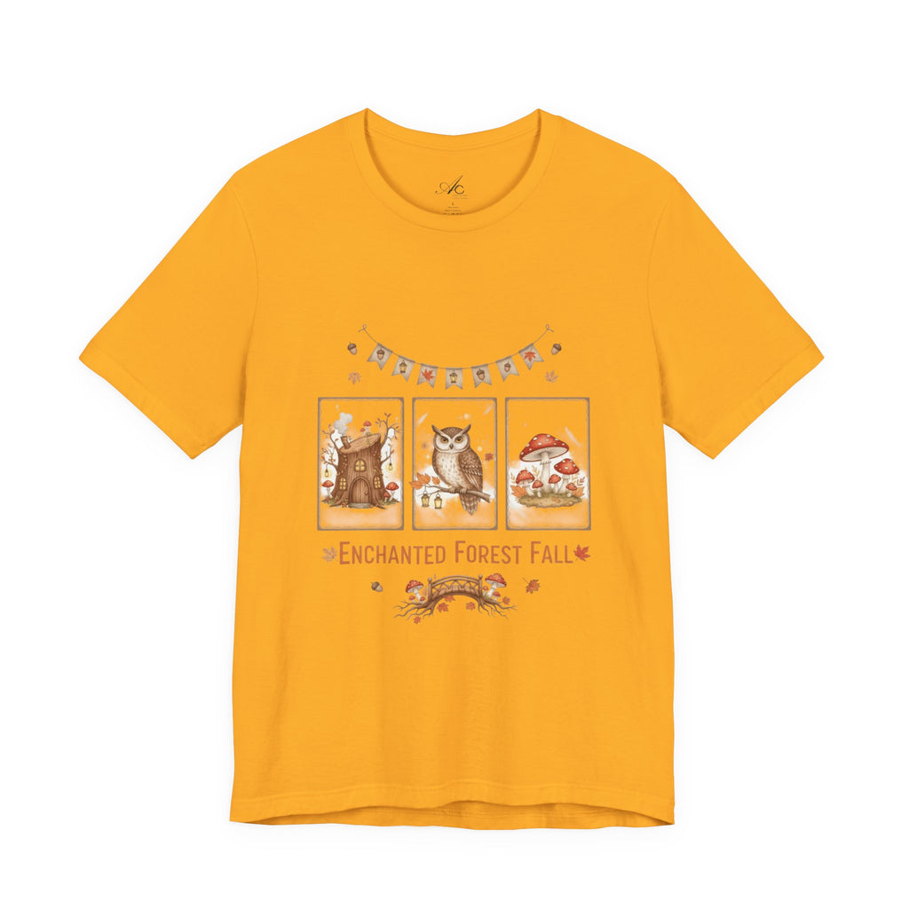 Enchanted Forest Fall Tee, Cute Owl Shirt, Autumn Graphic Tee, Nature Lover Gift, Cozy Fall Apparel, Wildlife T-Shirt, Unisex Fall Top