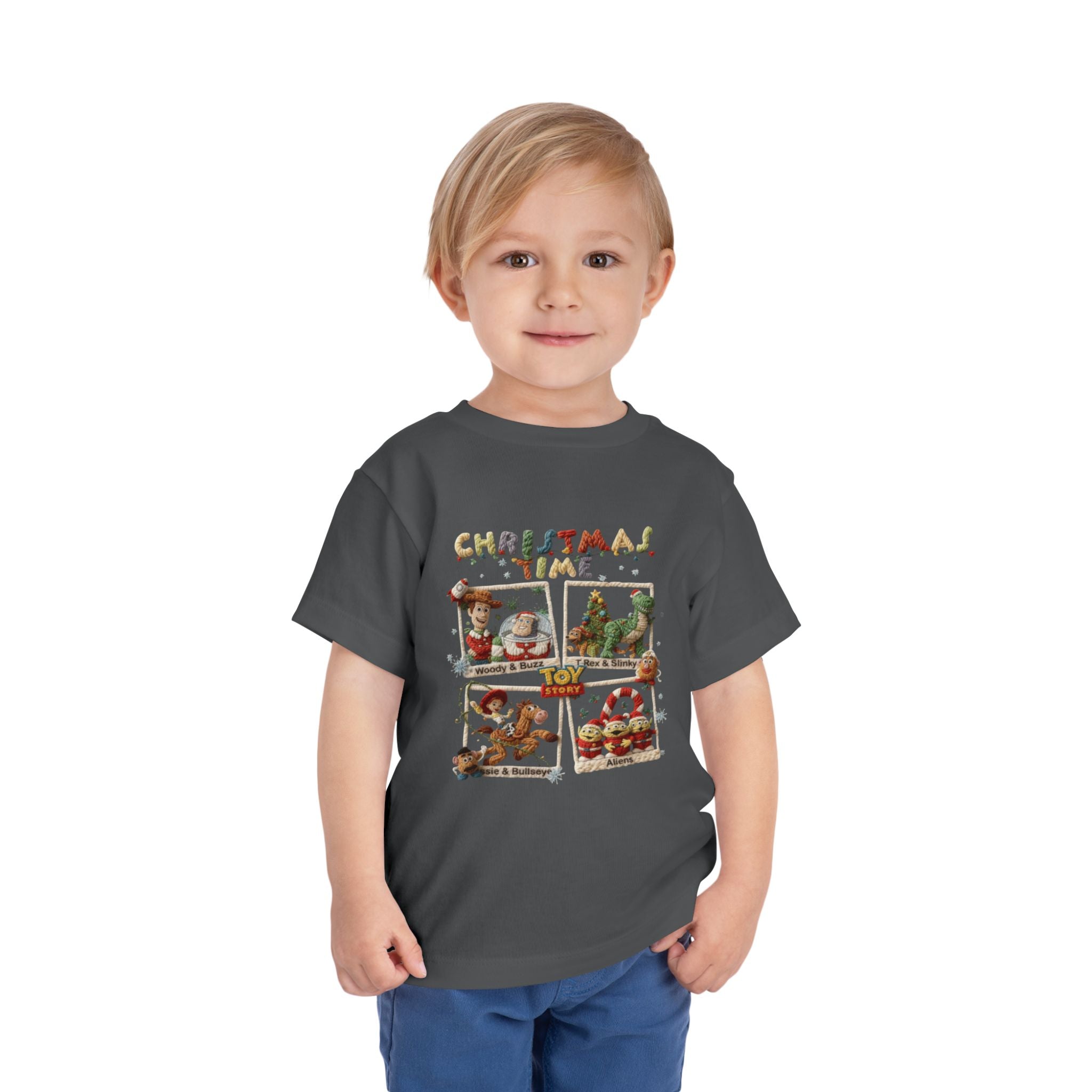 Christmas Time Toddler Tee  Cute Holiday Toy & Santa Print