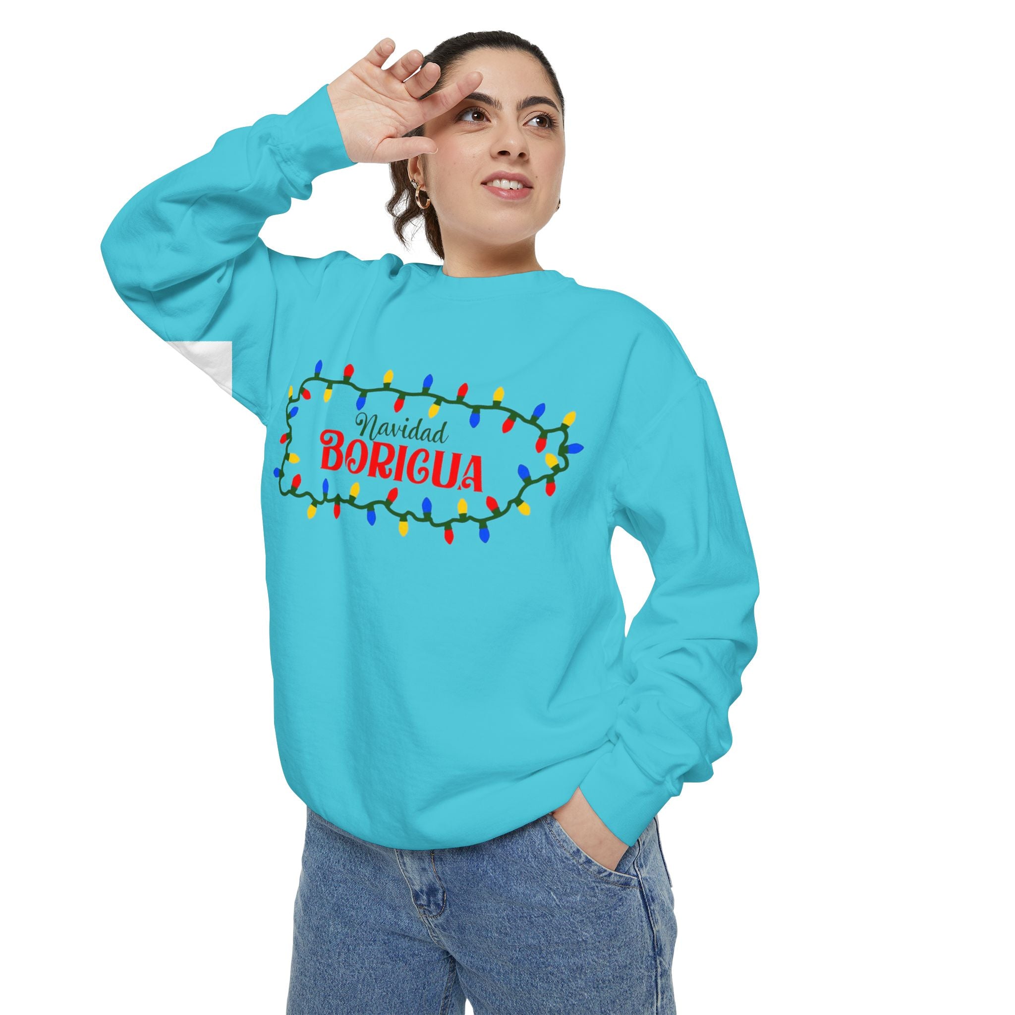 Navidad Boricua Sweatshirt — Puerto Rican Holiday Sweater with Christmas Lights
