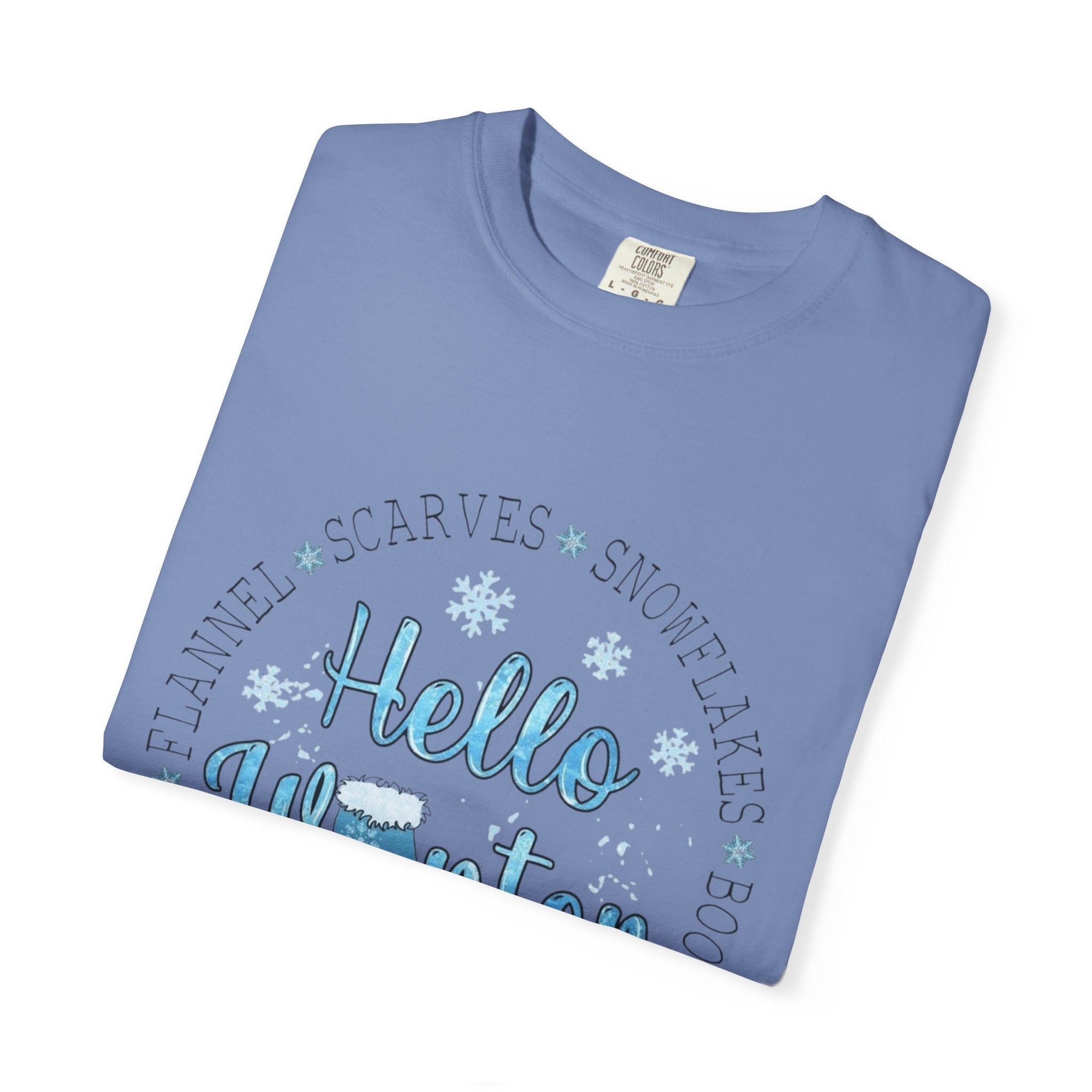 Hello Winter T‑Shirt  Cozy Snowflake Holiday Tee Christmas T-Shirts and Sweatshirts Collection